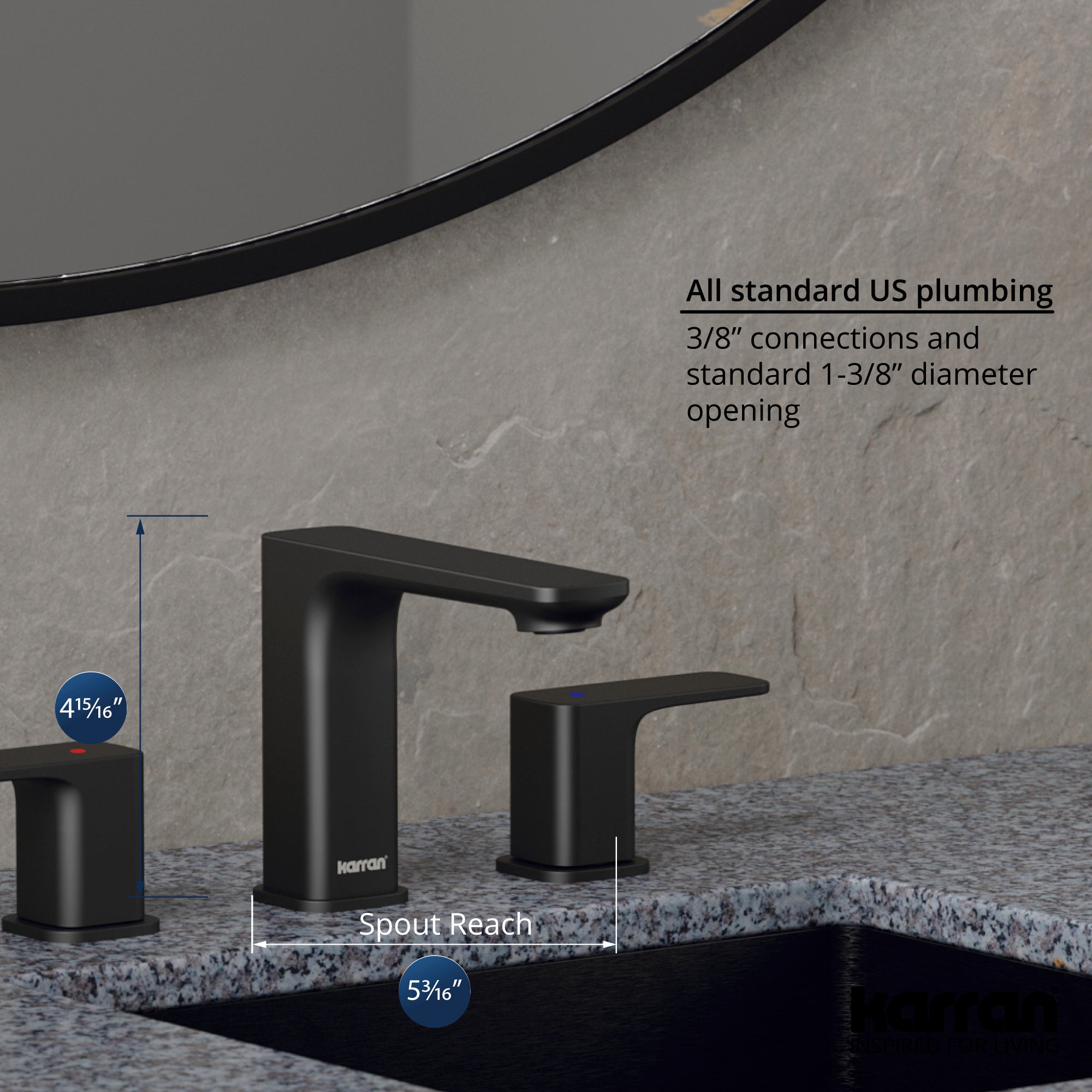 Alternate Image for Karran Venda 1.2 GPM Double Lever Handle Lead-free Brass ADA Bathroom Faucet, Widespread, Gunmetal Grey, KBF514GG