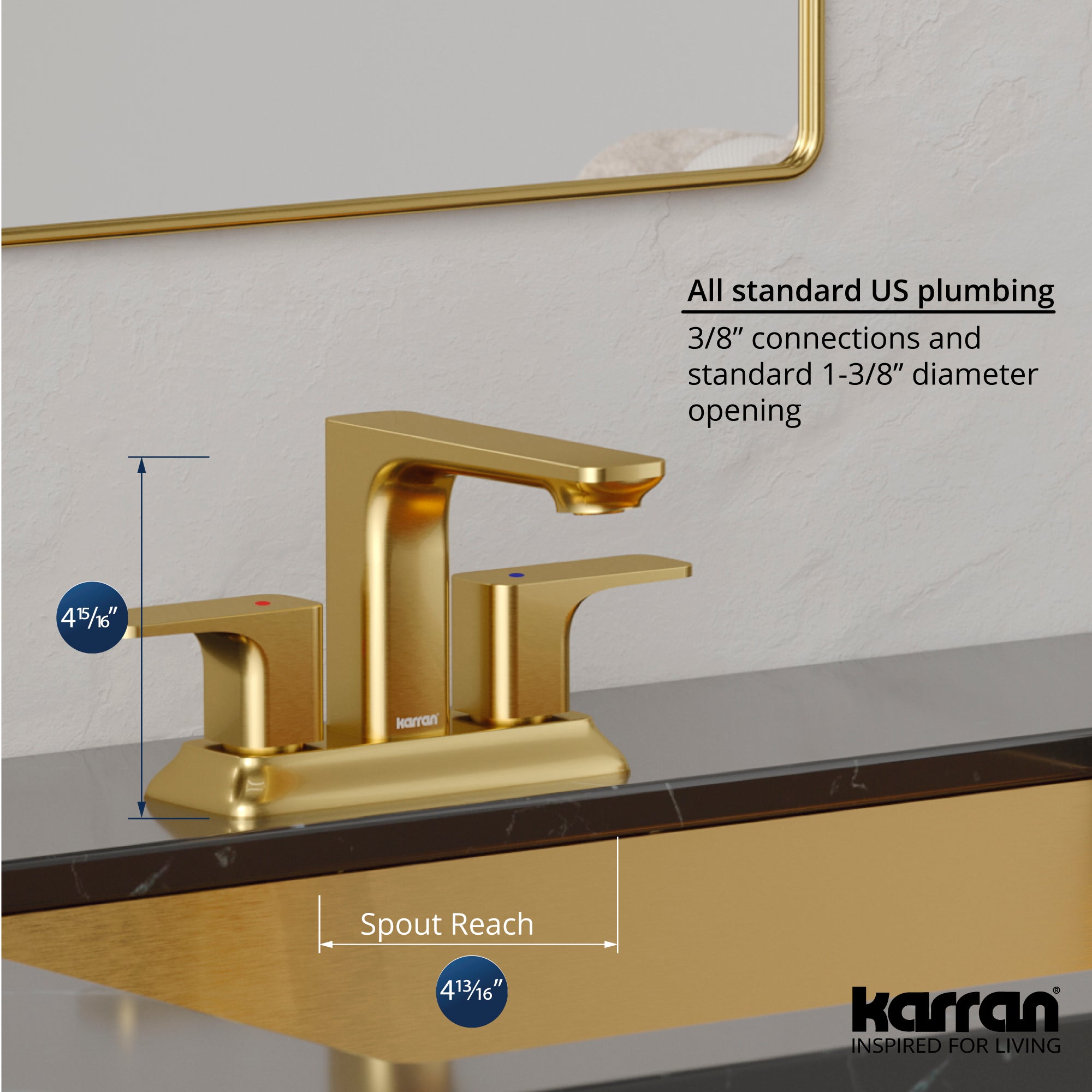 Alternate Image for Karran Venda 1.2 GPM Double Lever Handle Lead-free Brass ADA Bathroom Faucet, Centerset, Brushed Gold, KBF516BG