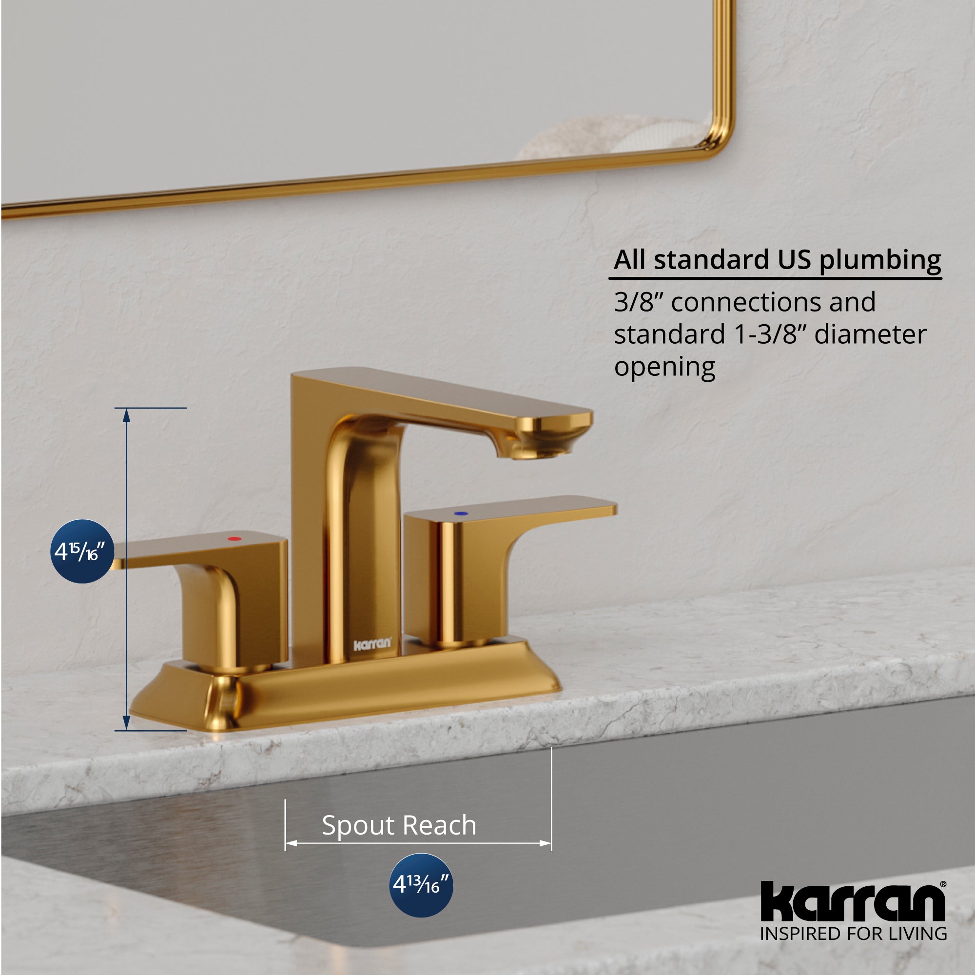 Alternate Image for Karran Venda 1.2 GPM Double Lever Handle Lead-free Brass ADA Bathroom Faucet, Centerset, Gold, KBF516G