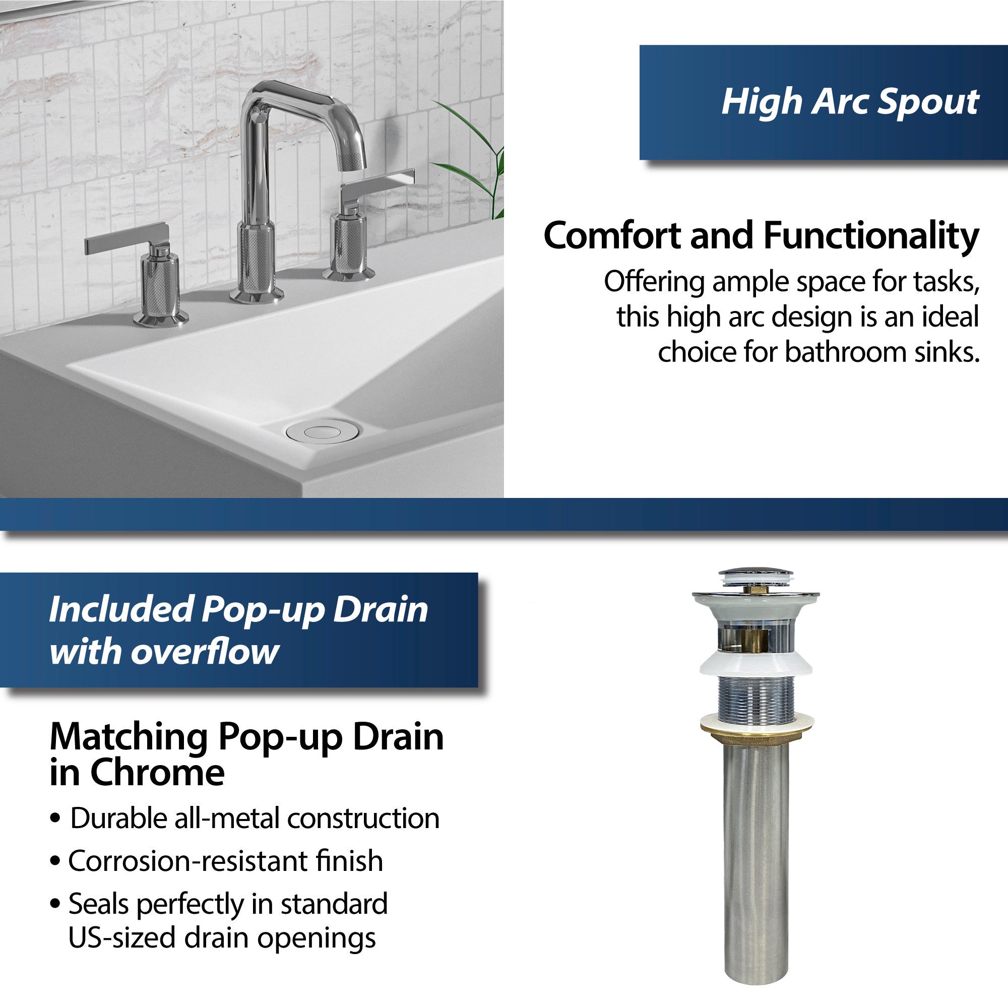 Alternate Image for Karran Gillingham 1.2 GPM Double Lever Handle Lead-free Brass ADA Bathroom Faucet, Widespread, Chrome, KBF534C