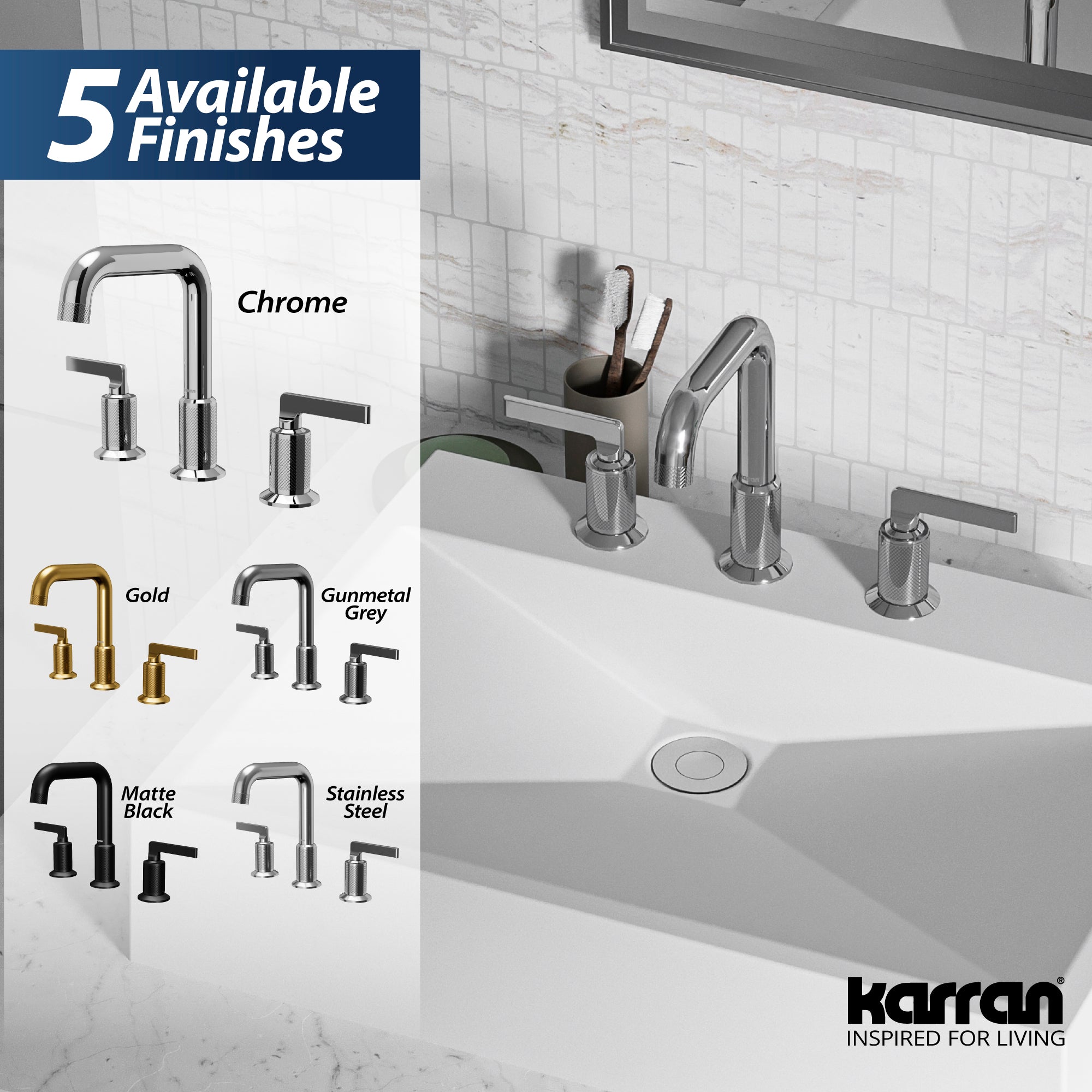 Alternate Image for Karran Gillingham 1.2 GPM Double Lever Handle Lead-free Brass ADA Bathroom Faucet, Widespread, Chrome, KBF534C