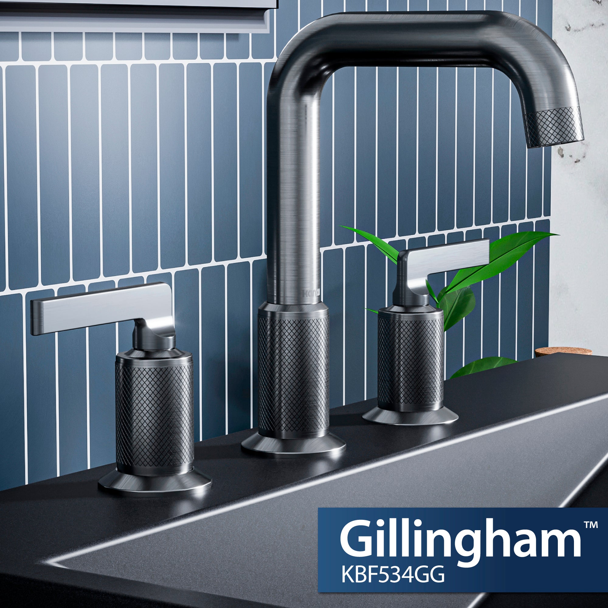 Alternate Image for Karran Gillingham 1.2 GPM Double Lever Handle Lead-free Brass ADA Bathroom Faucet, Widespread, Gunmetal Grey, KBF534GG