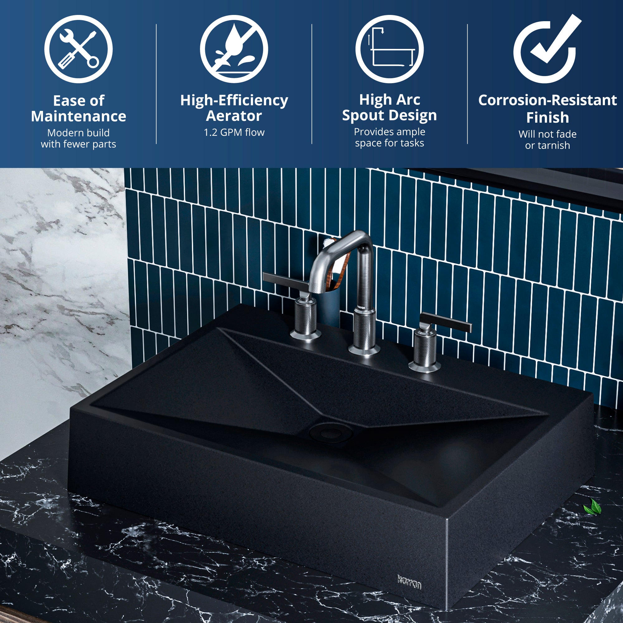 Alternate Image for Karran Gillingham 1.2 GPM Double Lever Handle Lead-free Brass ADA Bathroom Faucet, Widespread, Gunmetal Grey, KBF534GG