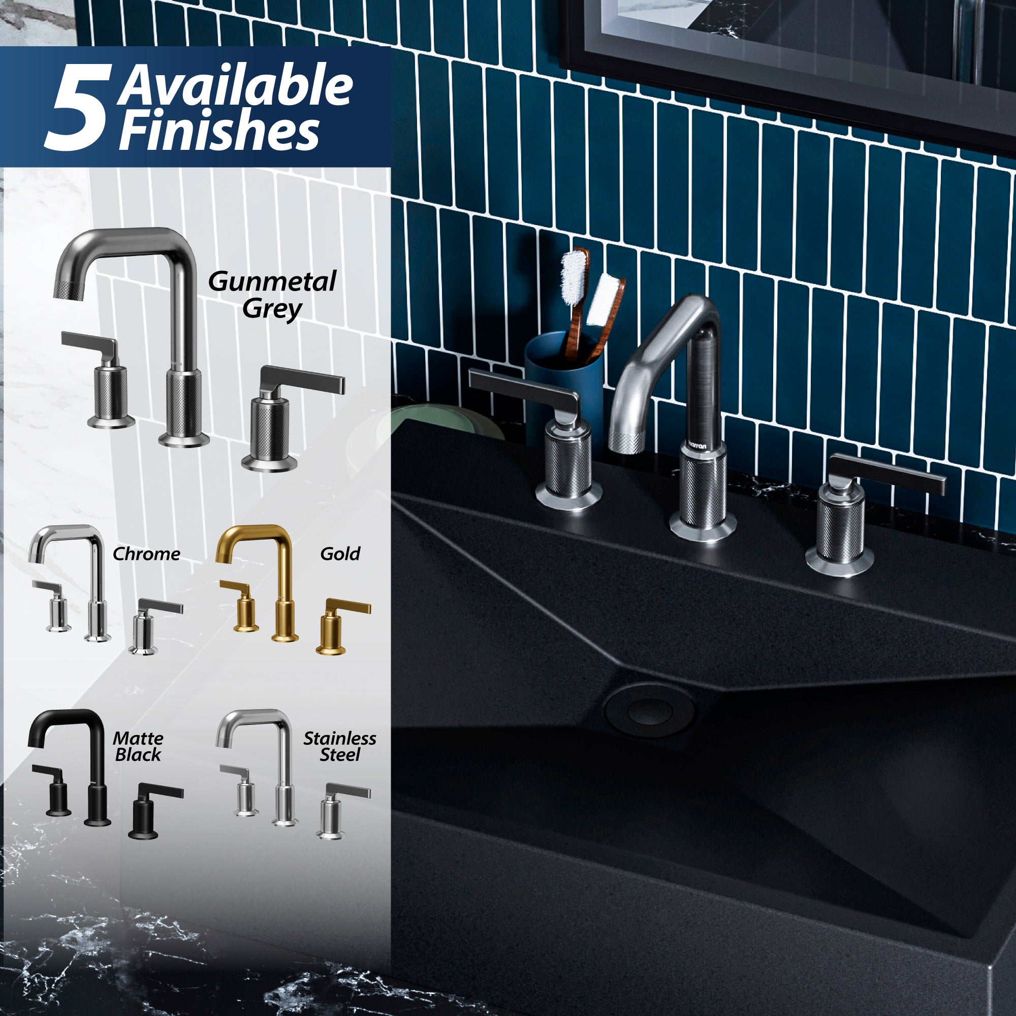 Alternate Image for Karran Gillingham 1.2 GPM Double Lever Handle Lead-free Brass ADA Bathroom Faucet, Widespread, Gunmetal Grey, KBF534GG