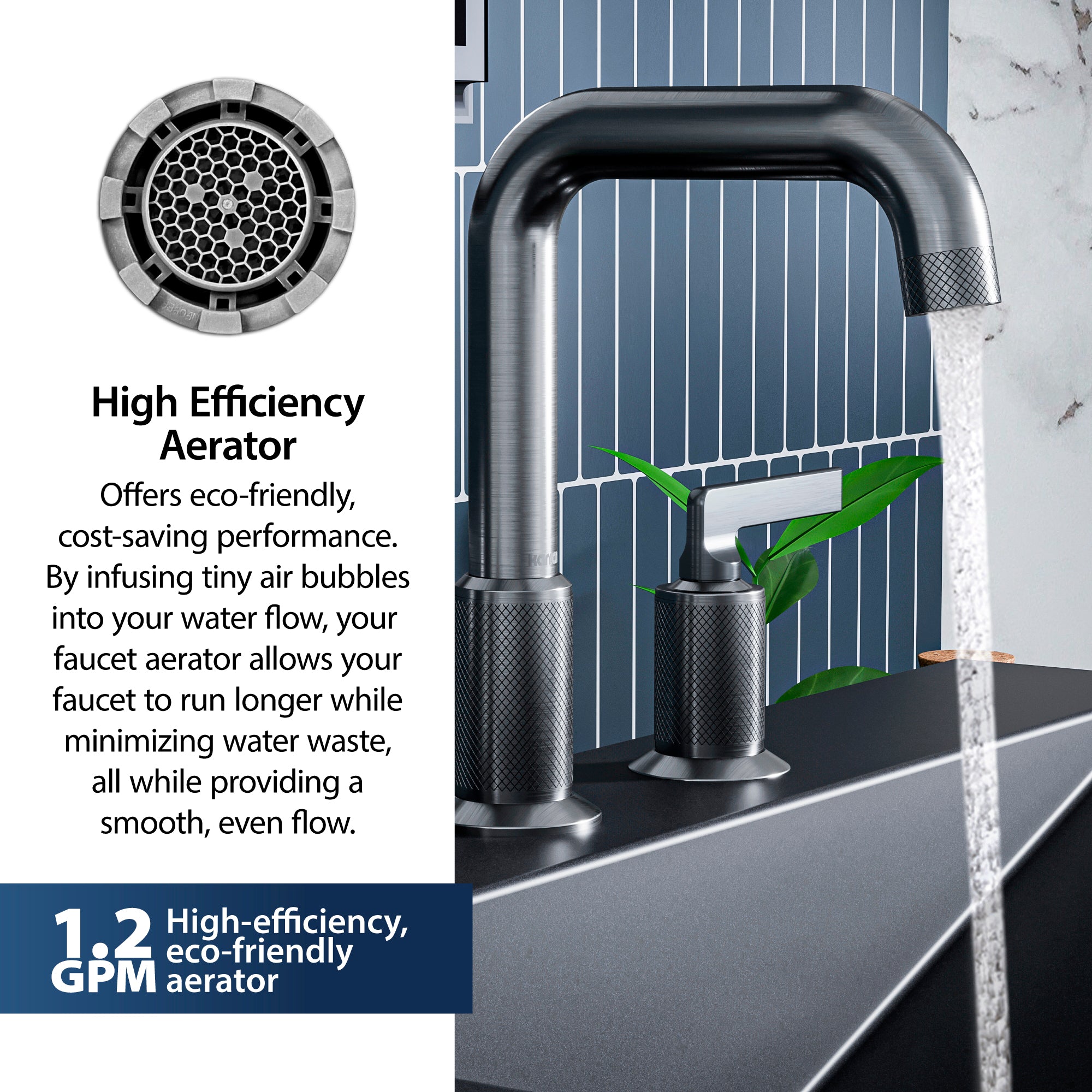 Alternate Image for Karran Gillingham 1.2 GPM Double Lever Handle Lead-free Brass ADA Bathroom Faucet, Widespread, Gunmetal Grey, KBF534GG