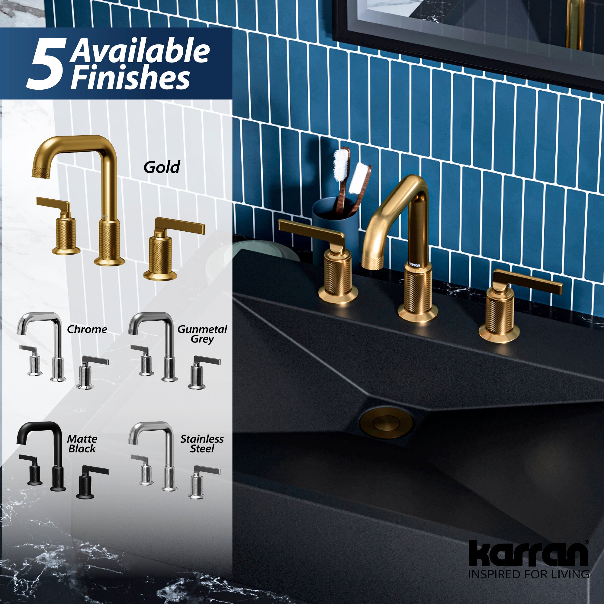 Alternate Image for Karran Gillingham 1.2 GPM Double Lever Handle Lead-free Brass ADA Bathroom Faucet, Widespread, Gold, KBF534G