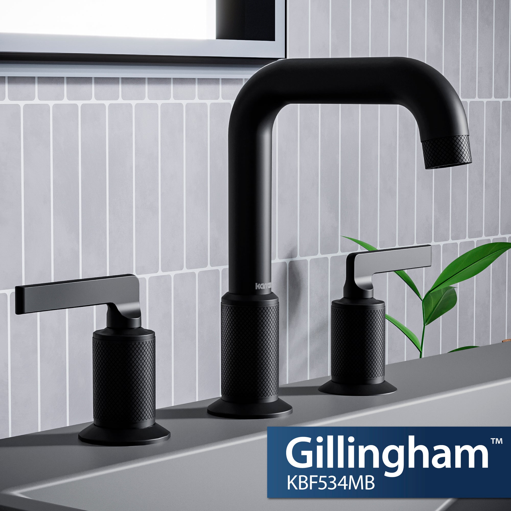 Alternate Image for Karran Gillingham 1.2 GPM Double Lever Handle Lead-free Brass ADA Bathroom Faucet, Widespread, Matte Black, KBF534MB