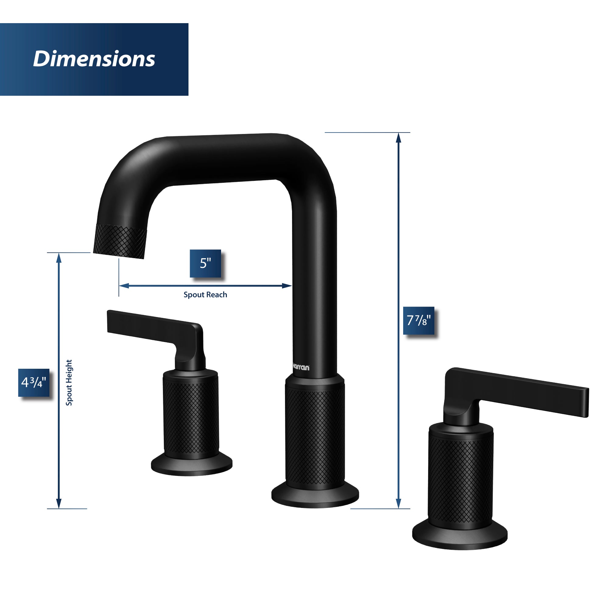 Alternate Image for Karran Gillingham 1.2 GPM Double Lever Handle Lead-free Brass ADA Bathroom Faucet, Widespread, Matte Black, KBF534MB