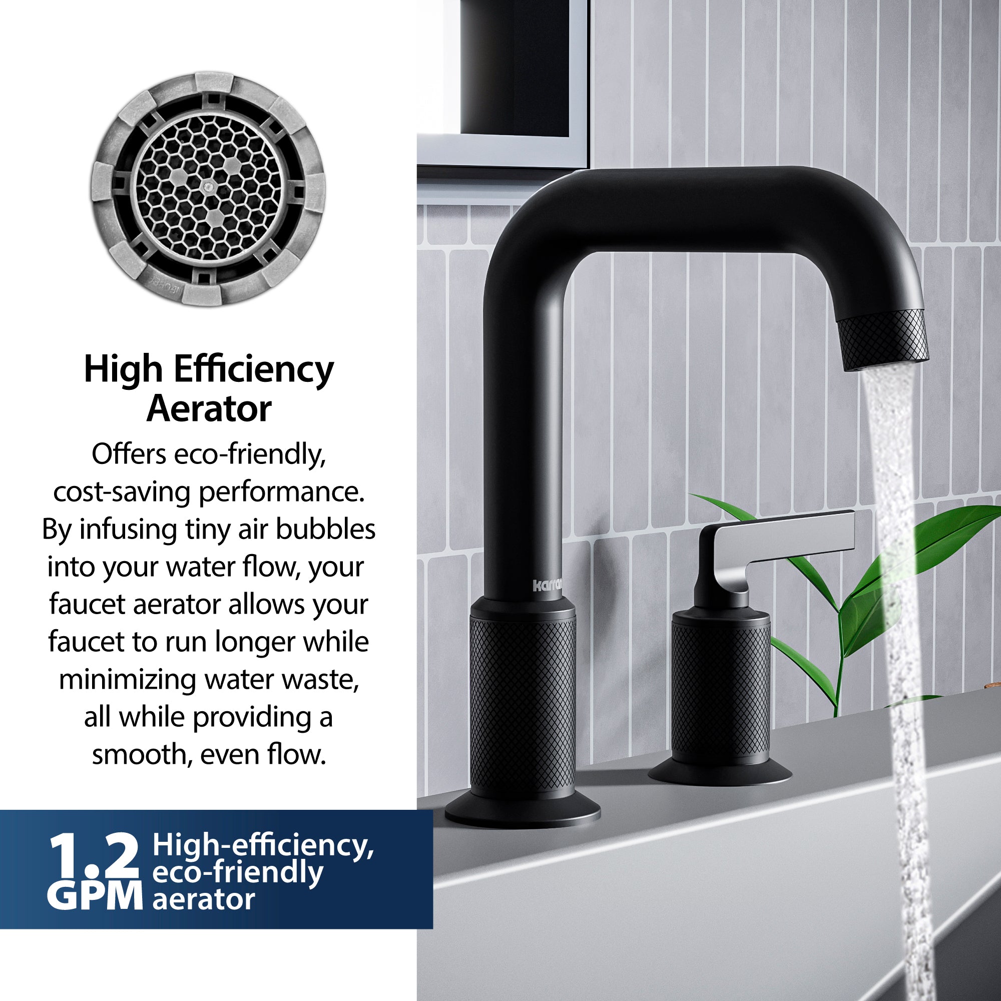 Alternate Image for Karran Gillingham 1.2 GPM Double Lever Handle Lead-free Brass ADA Bathroom Faucet, Widespread, Matte Black, KBF534MB