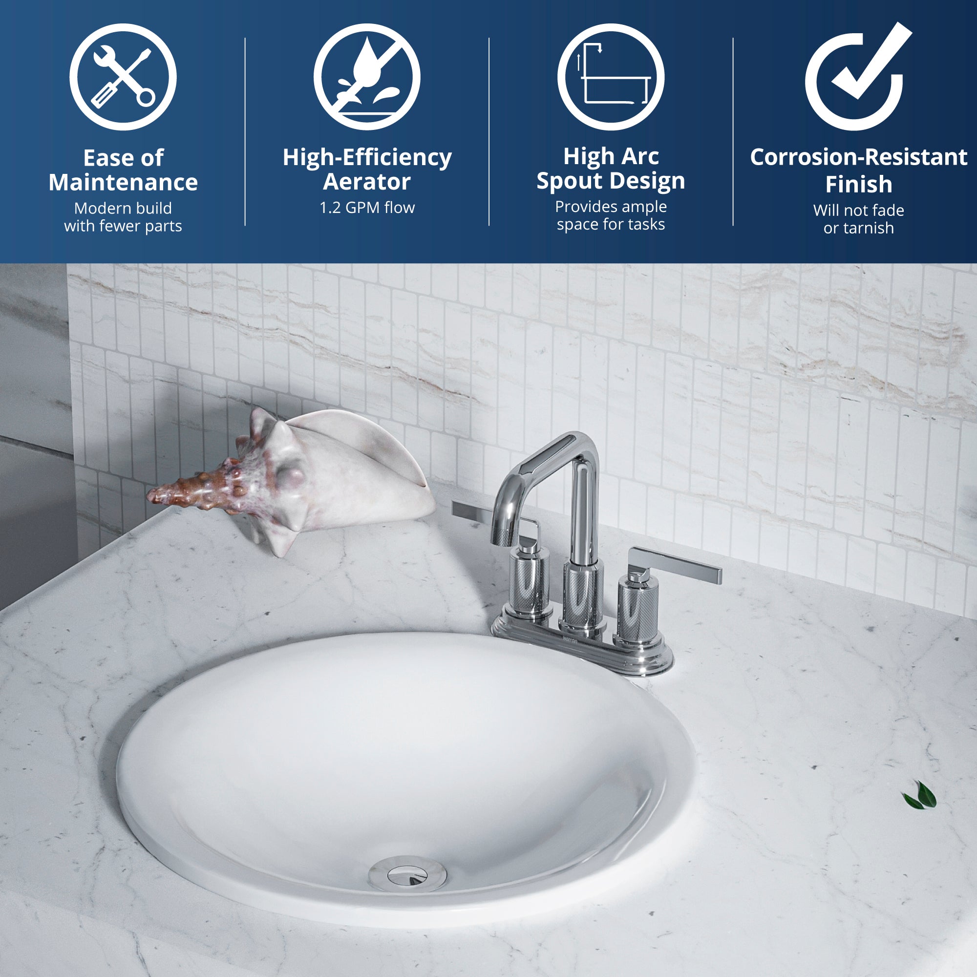 Alternate Image for Karran Gillingham 1.2 GPM Double Lever Handle Lead-free Brass ADA Bathroom Faucet, Centerset, Chrome, KBF536C