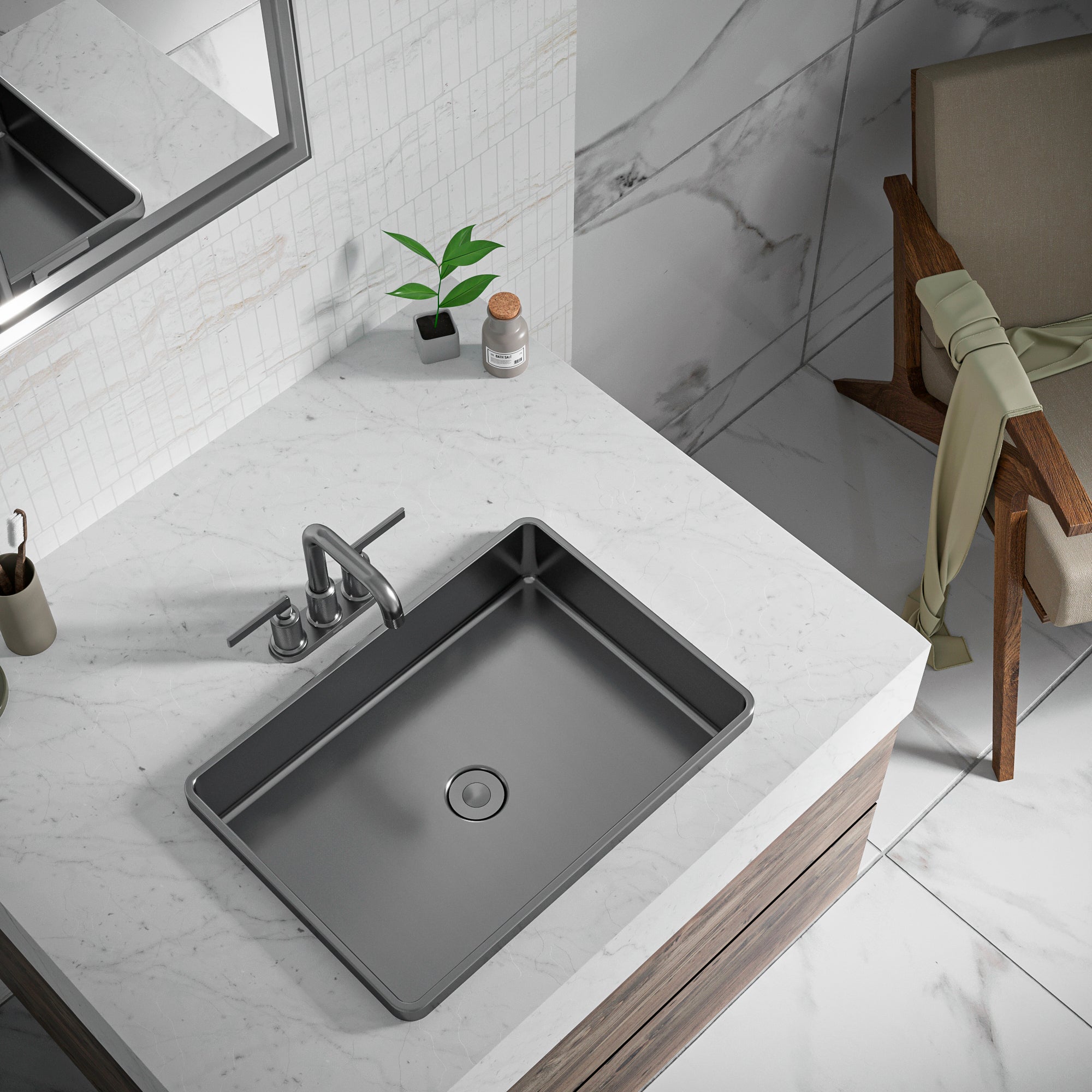 Alternate Image for Karran Gillingham 1.2 GPM Double Lever Handle Lead-free Brass ADA Bathroom Faucet, Centerset, Gunmetal Grey, KBF536GG