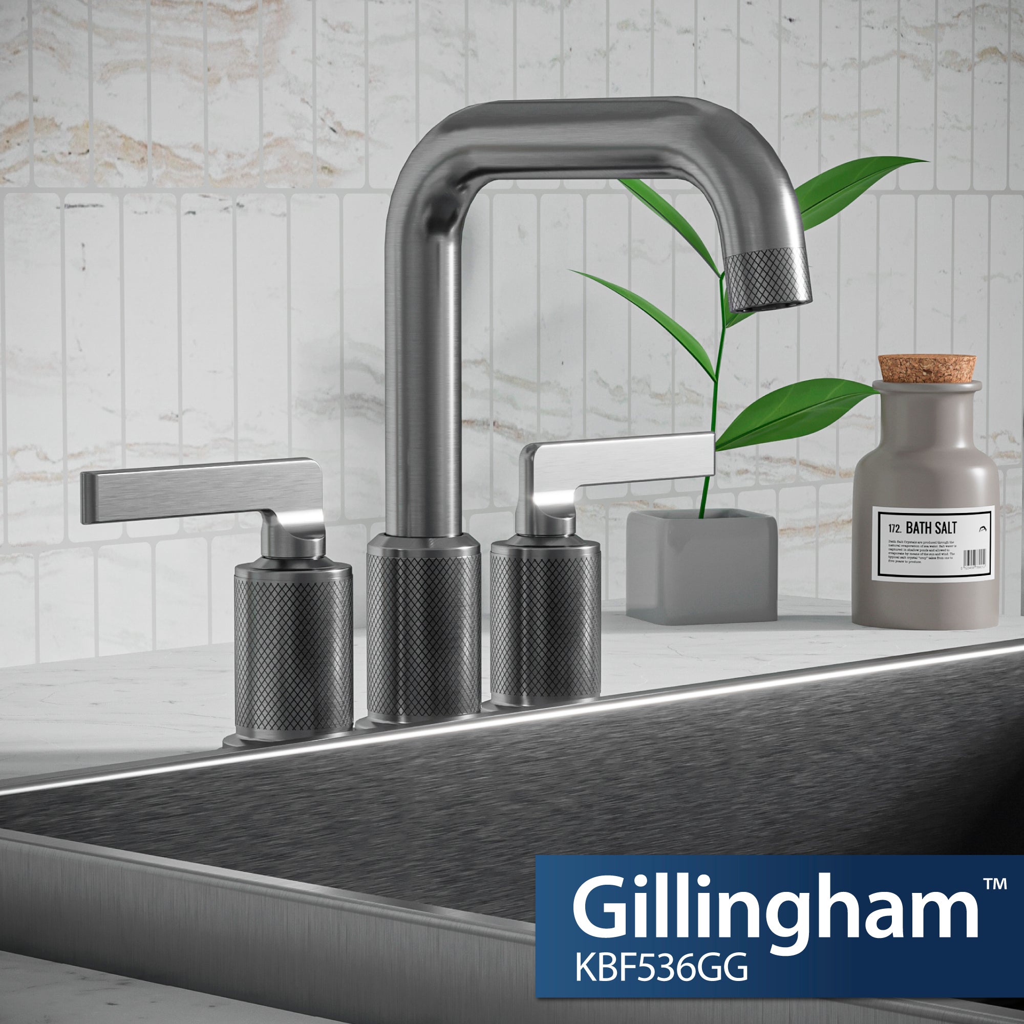 Alternate Image for Karran Gillingham 1.2 GPM Double Lever Handle Lead-free Brass ADA Bathroom Faucet, Centerset, Gunmetal Grey, KBF536GG