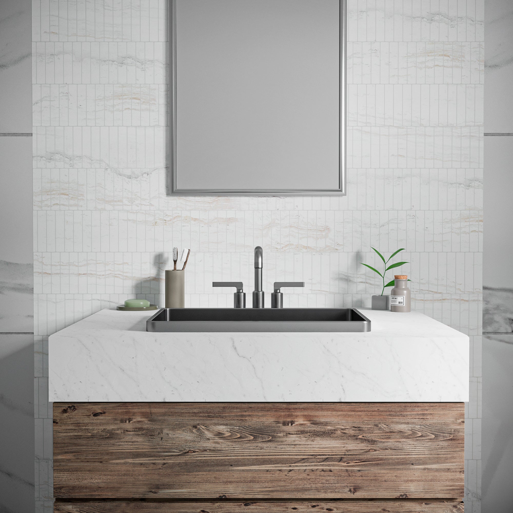 Alternate Image for Karran Gillingham 1.2 GPM Double Lever Handle Lead-free Brass ADA Bathroom Faucet, Centerset, Gunmetal Grey, KBF536GG