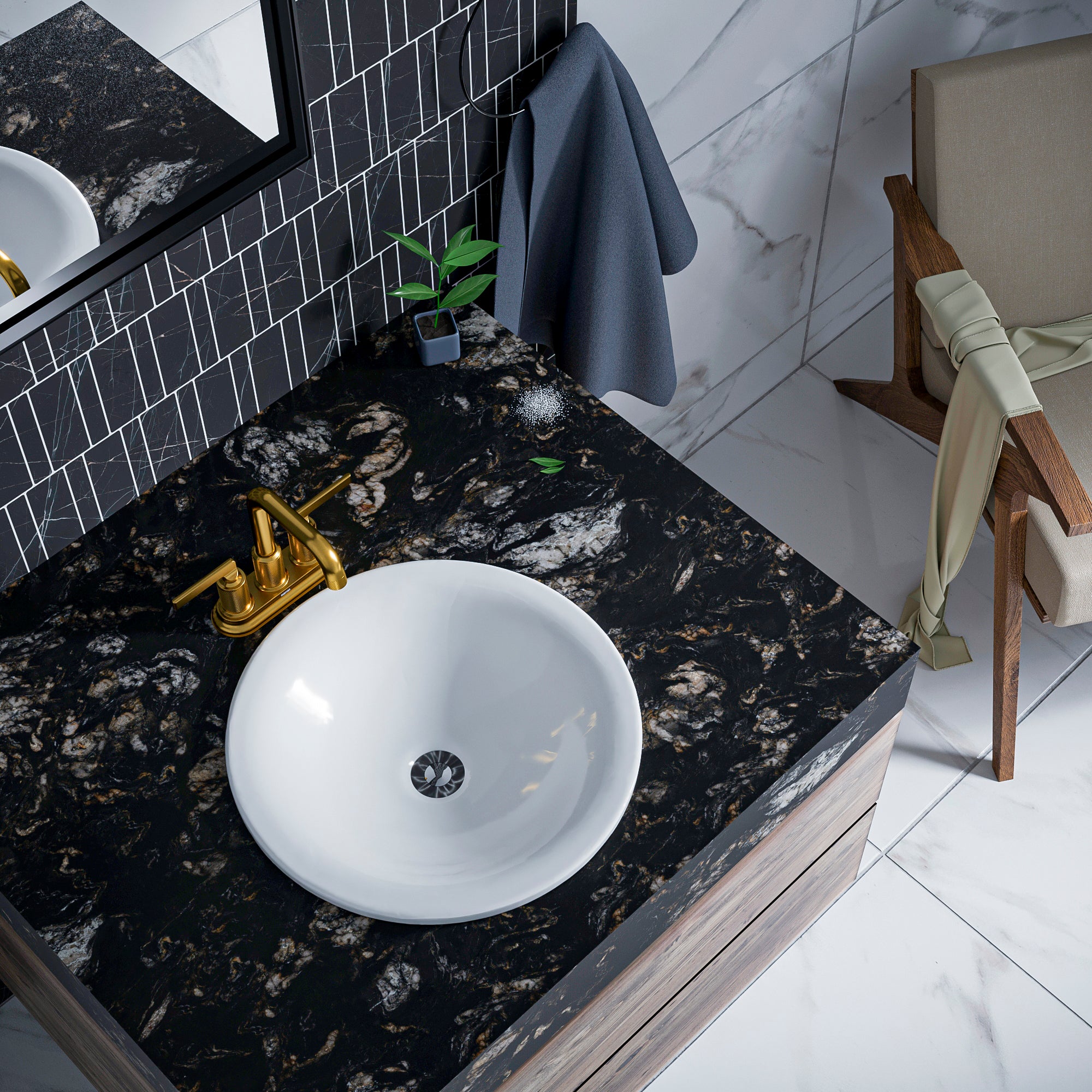 Alternate Image for Karran Gillingham 1.2 GPM Double Lever Handle Lead-free Brass ADA Bathroom Faucet, Centerset, Gold, KBF536G