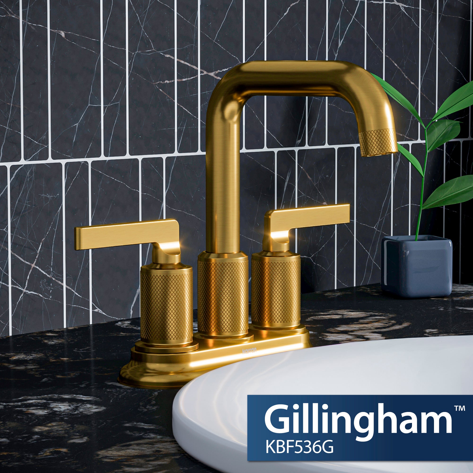 Alternate Image for Karran Gillingham 1.2 GPM Double Lever Handle Lead-free Brass ADA Bathroom Faucet, Centerset, Gold, KBF536G