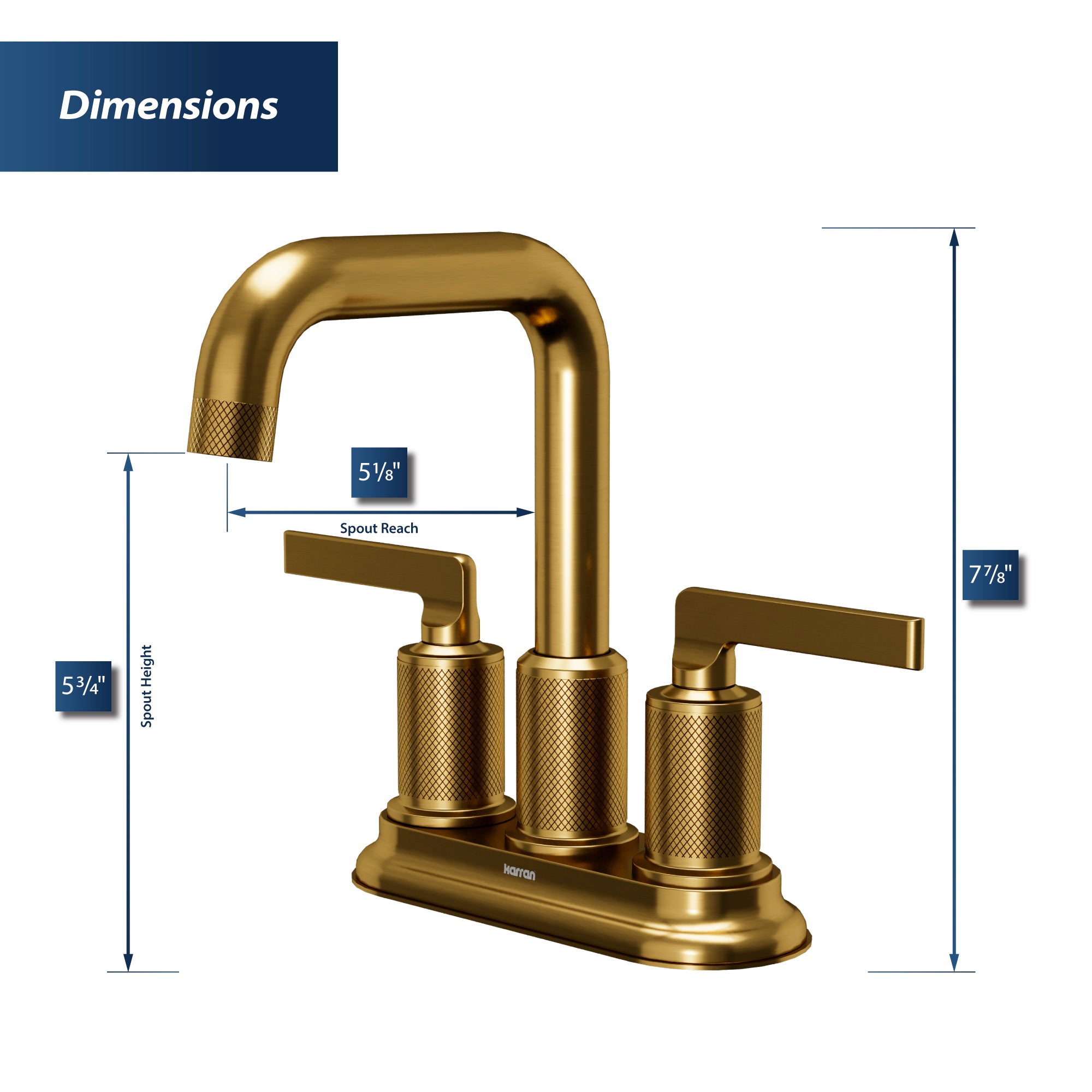 Alternate Image for Karran Gillingham 1.2 GPM Double Lever Handle Lead-free Brass ADA Bathroom Faucet, Centerset, Gold, KBF536G