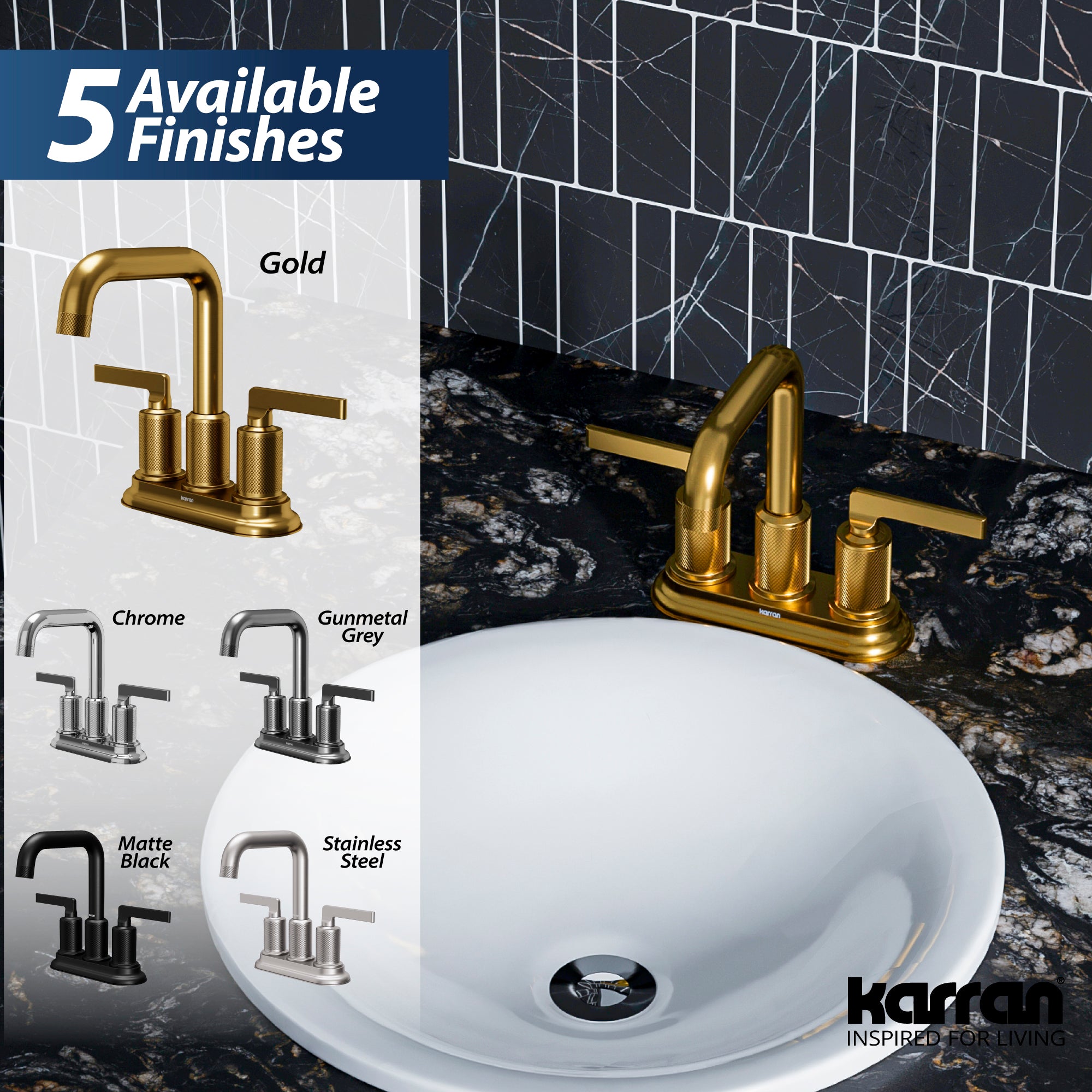 Alternate Image for Karran Gillingham 1.2 GPM Double Lever Handle Lead-free Brass ADA Bathroom Faucet, Centerset, Gold, KBF536G