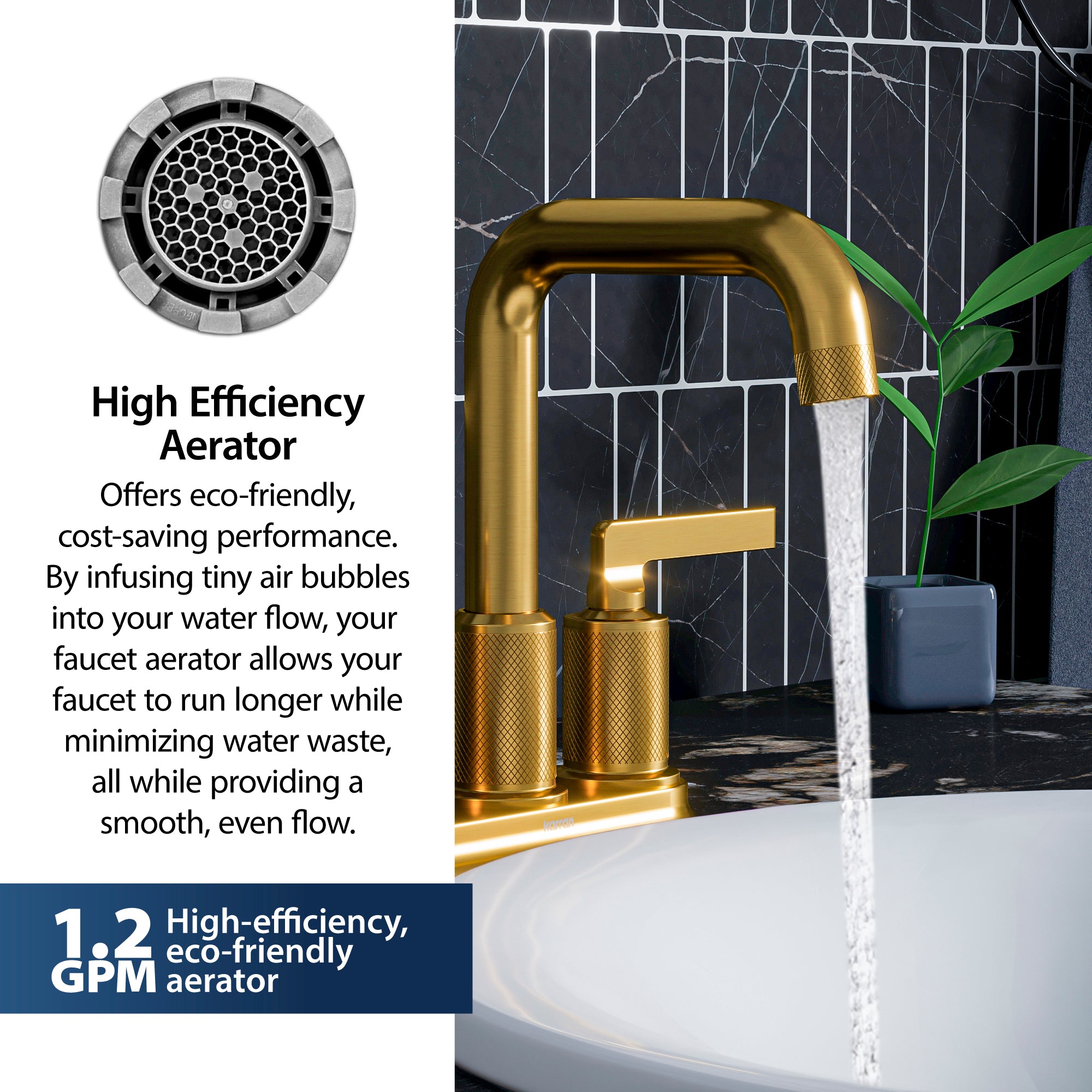 Alternate Image for Karran Gillingham 1.2 GPM Double Lever Handle Lead-free Brass ADA Bathroom Faucet, Centerset, Gold, KBF536G