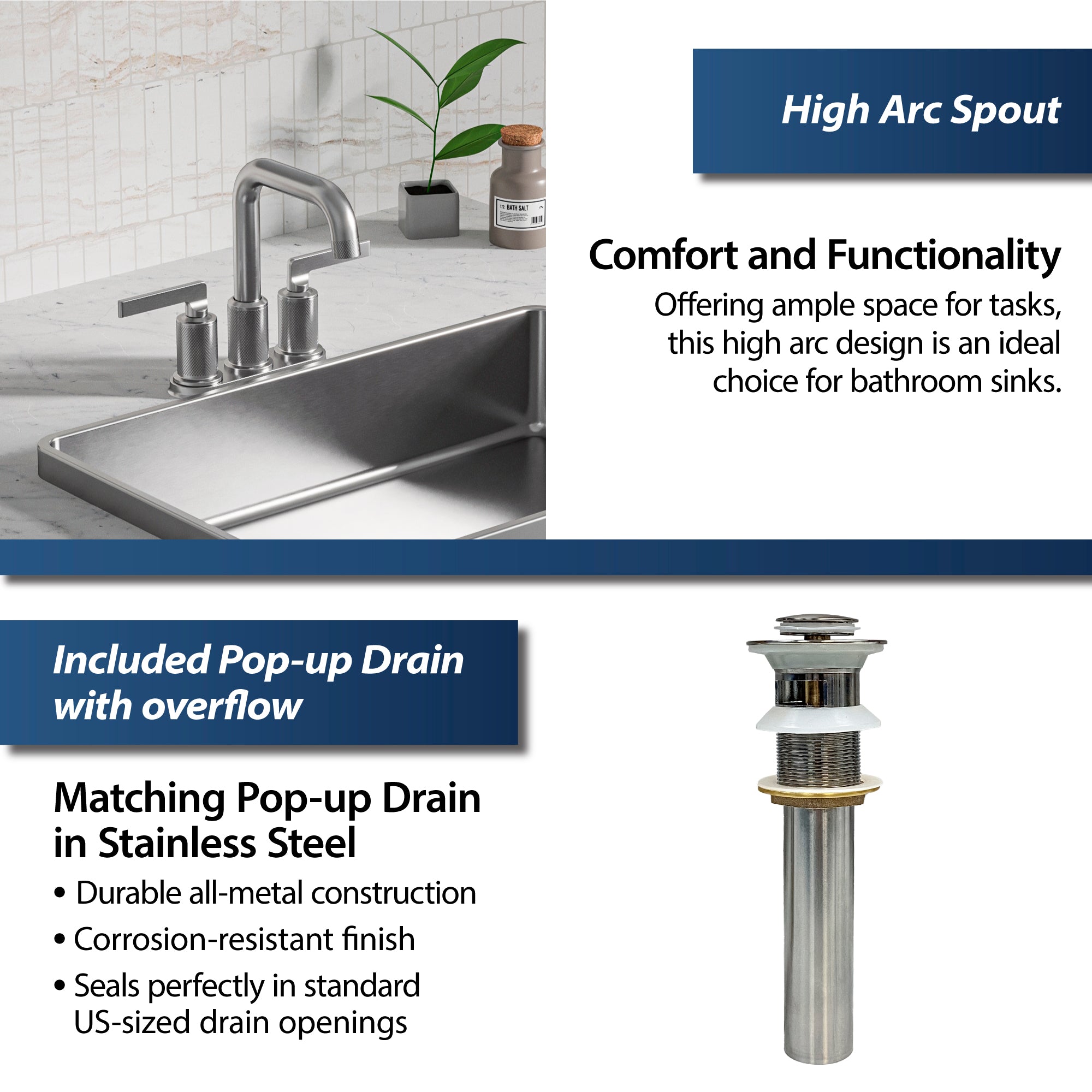 Alternate Image for Karran Gillingham 1.2 GPM Double Lever Handle Lead-free Brass ADA Bathroom Faucet, Centerset, Stainless Steel, KBF536SS