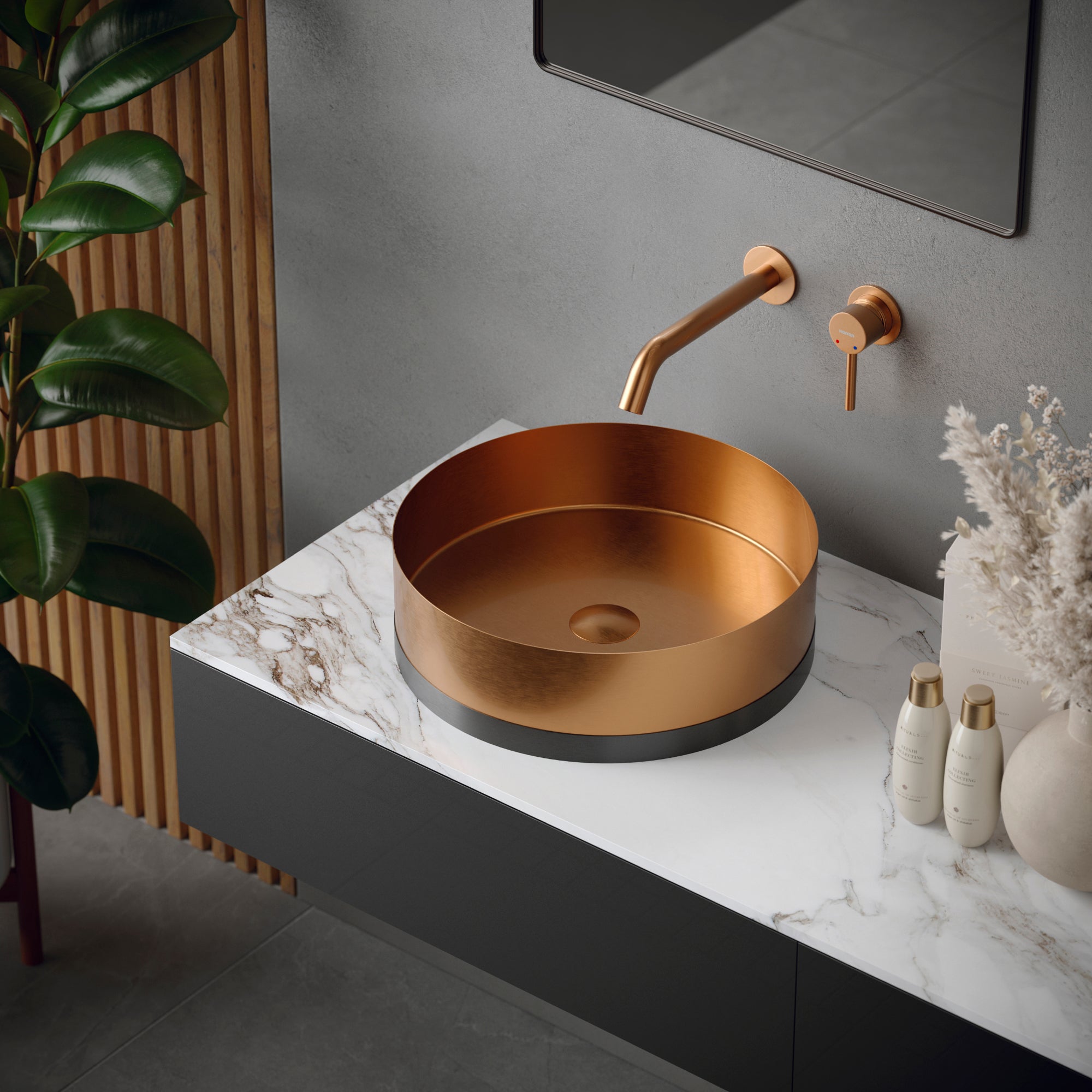 Alternate Image for Karran Grantham 1.5 GPM Single Lever Handle Lead-free Brass ADA Bathroom Faucet, Wall Mounted, Brushed Copper, KBF610BC