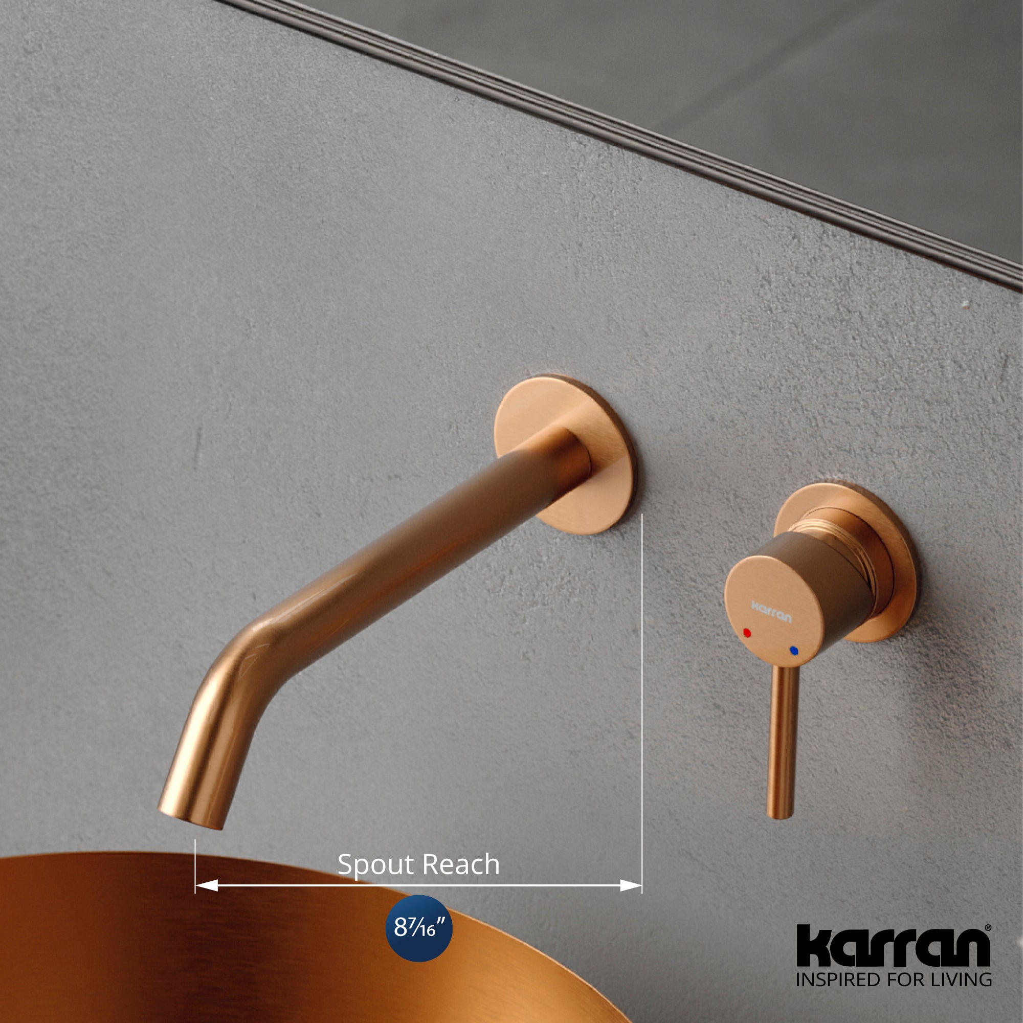 Alternate Image for Karran Grantham 1.5 GPM Single Lever Handle Lead-free Brass ADA Bathroom Faucet, Wall Mounted, Brushed Copper, KBF610BC