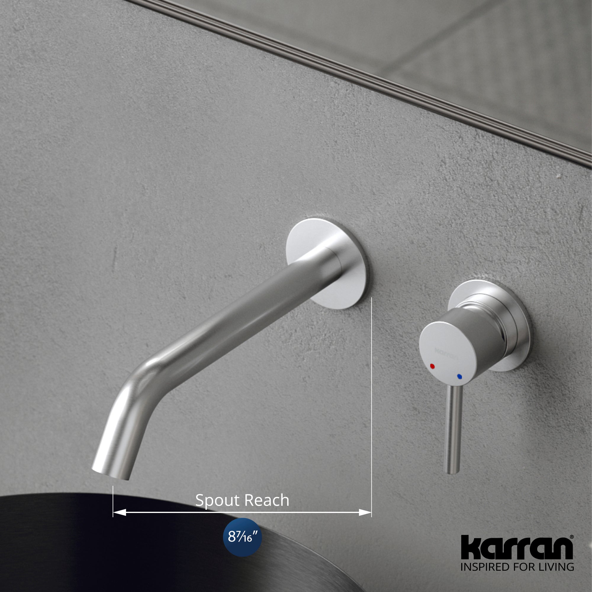 Alternate Image for Karran Grantham 1.5 GPM Single Lever Handle Lead-free Brass ADA Bathroom Faucet, Wall Mounted, Stainless Steel, KBF610SS