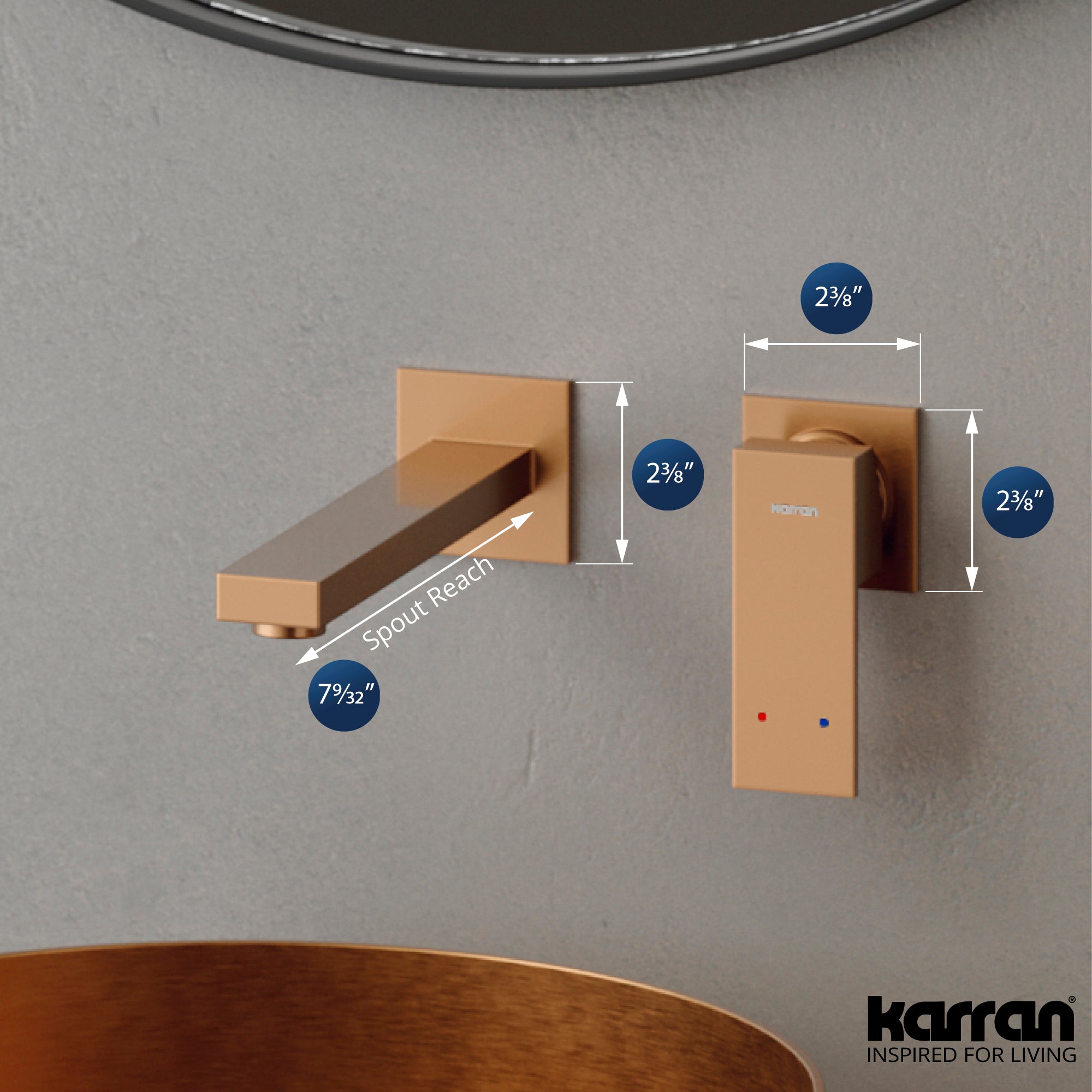 Alternate Image for Karran Alberton 1.5 GPM Single Lever Handle Lead-free Brass ADA Bathroom Faucet, Wall Mounted, Brushed Copper, KBF620BC