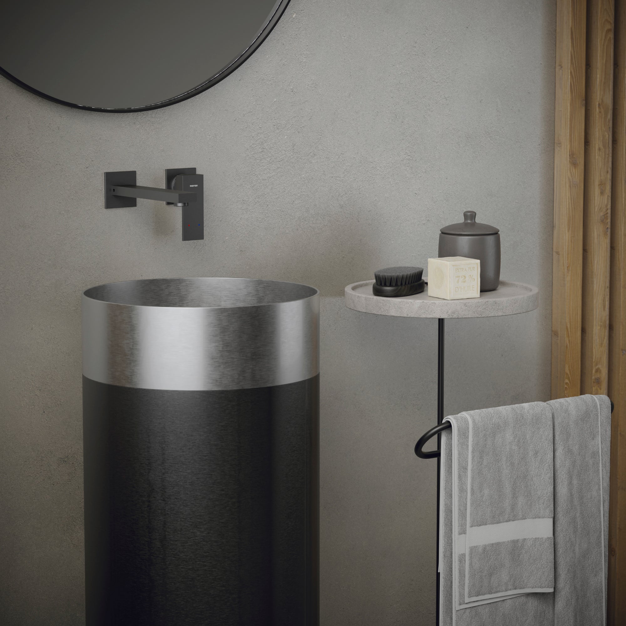 Alternate Image for Karran Alberton 1.5 GPM Single Lever Handle Lead-free Brass ADA Bathroom Faucet, Wall Mounted, Gunmetal Grey, KBF620GG