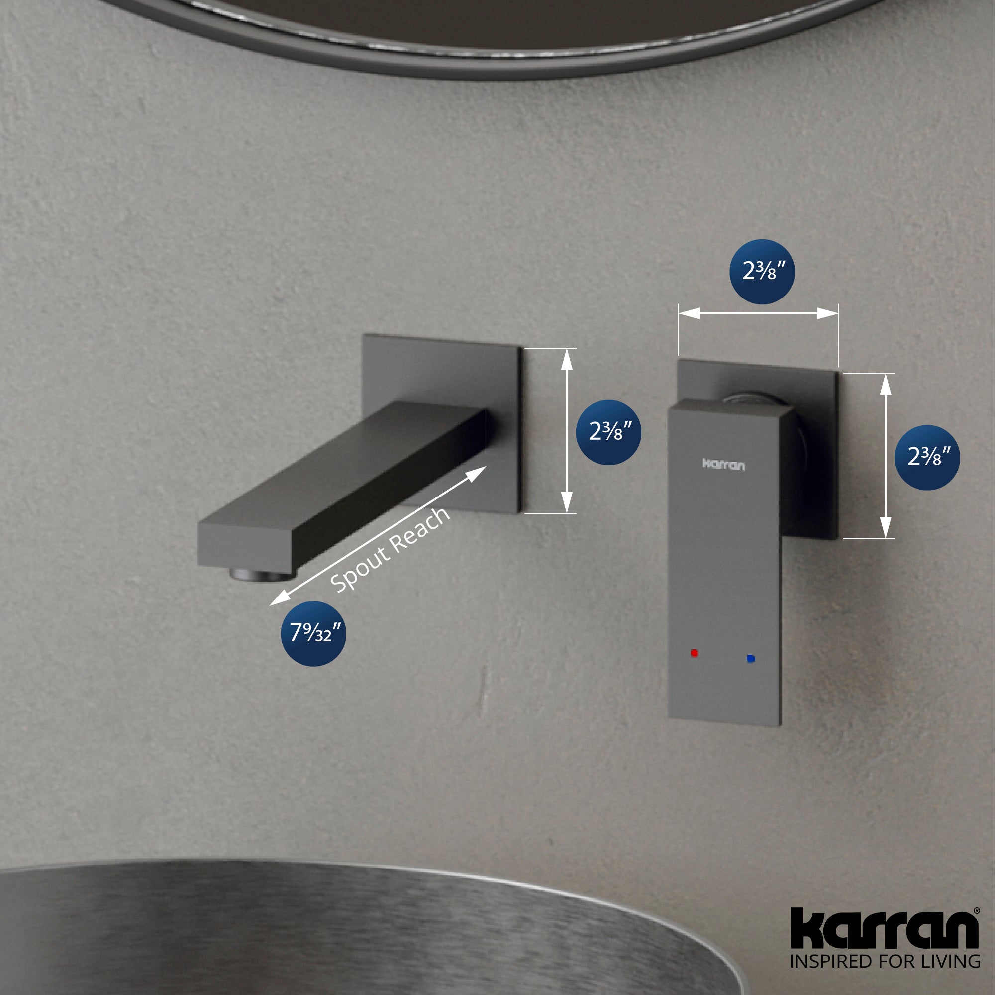 Alternate Image for Karran Alberton 1.5 GPM Single Lever Handle Lead-free Brass ADA Bathroom Faucet, Wall Mounted, Gunmetal Grey, KBF620GG