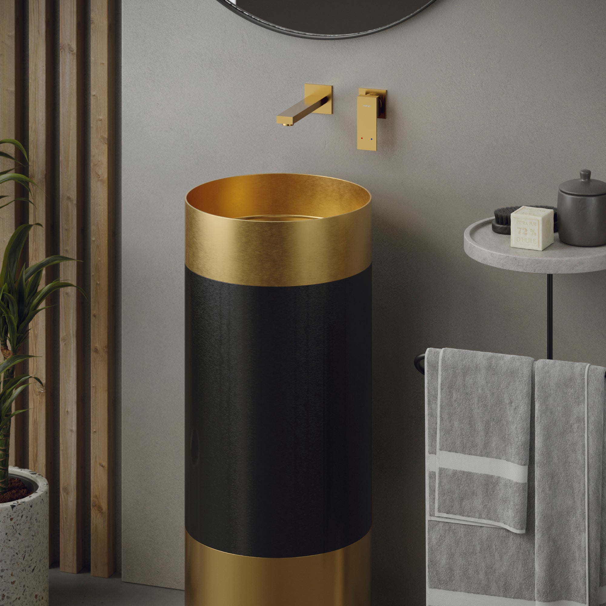 Alternate Image for Karran Alberton 1.5 GPM Single Lever Handle Lead-free Brass ADA Bathroom Faucet, Wall Mounted, Gold, KBF620G