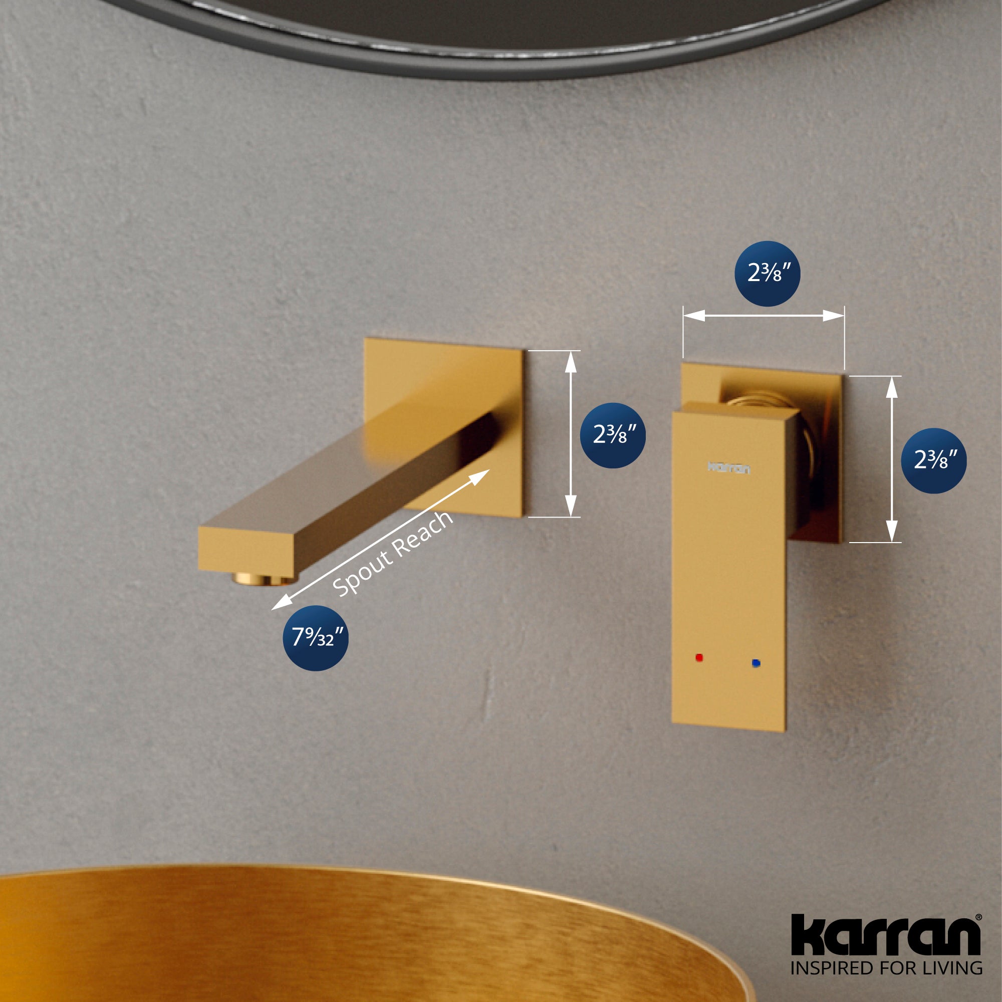 Alternate Image for Karran Alberton 1.5 GPM Single Lever Handle Lead-free Brass ADA Bathroom Faucet, Wall Mounted, Gold, KBF620G