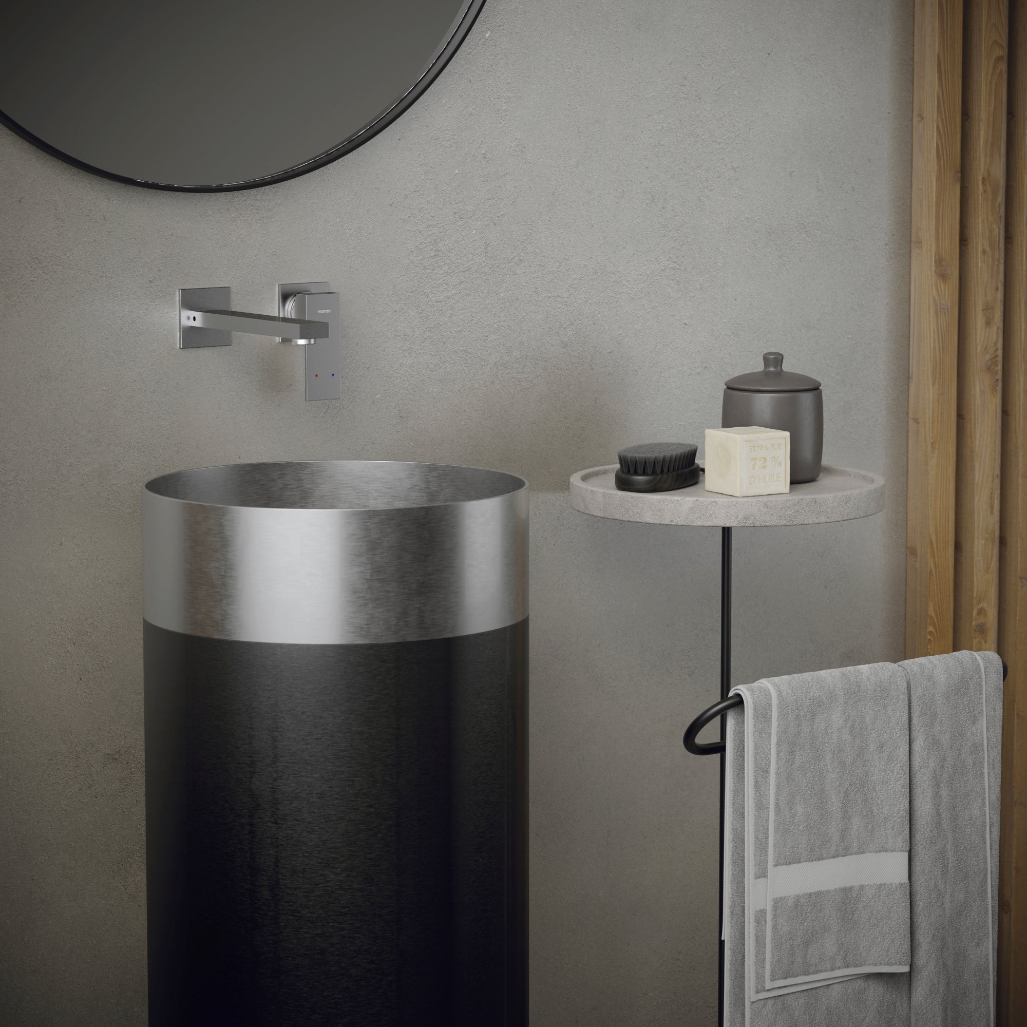 Alternate Image for Karran Alberton 1.5 GPM Single Lever Handle Lead-free Brass ADA Bathroom Faucet, Wall Mounted, Stainless Steel, KBF620SS