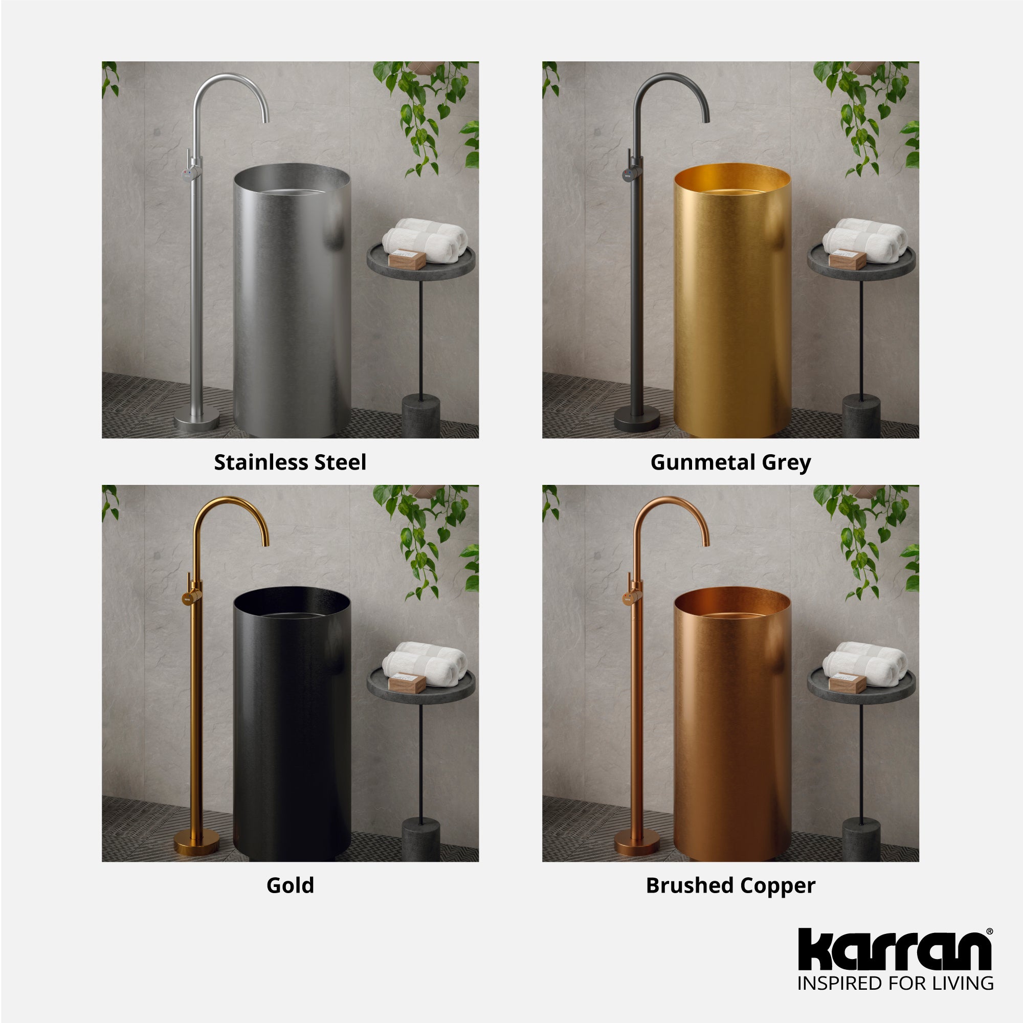 Alternate Image for Karran Howick 1.5 GPM Single Lever Handle Lead-free Brass Bathroom Faucet, Freestanding Floor Mounted, Gunmetal Grey, KBF650GG