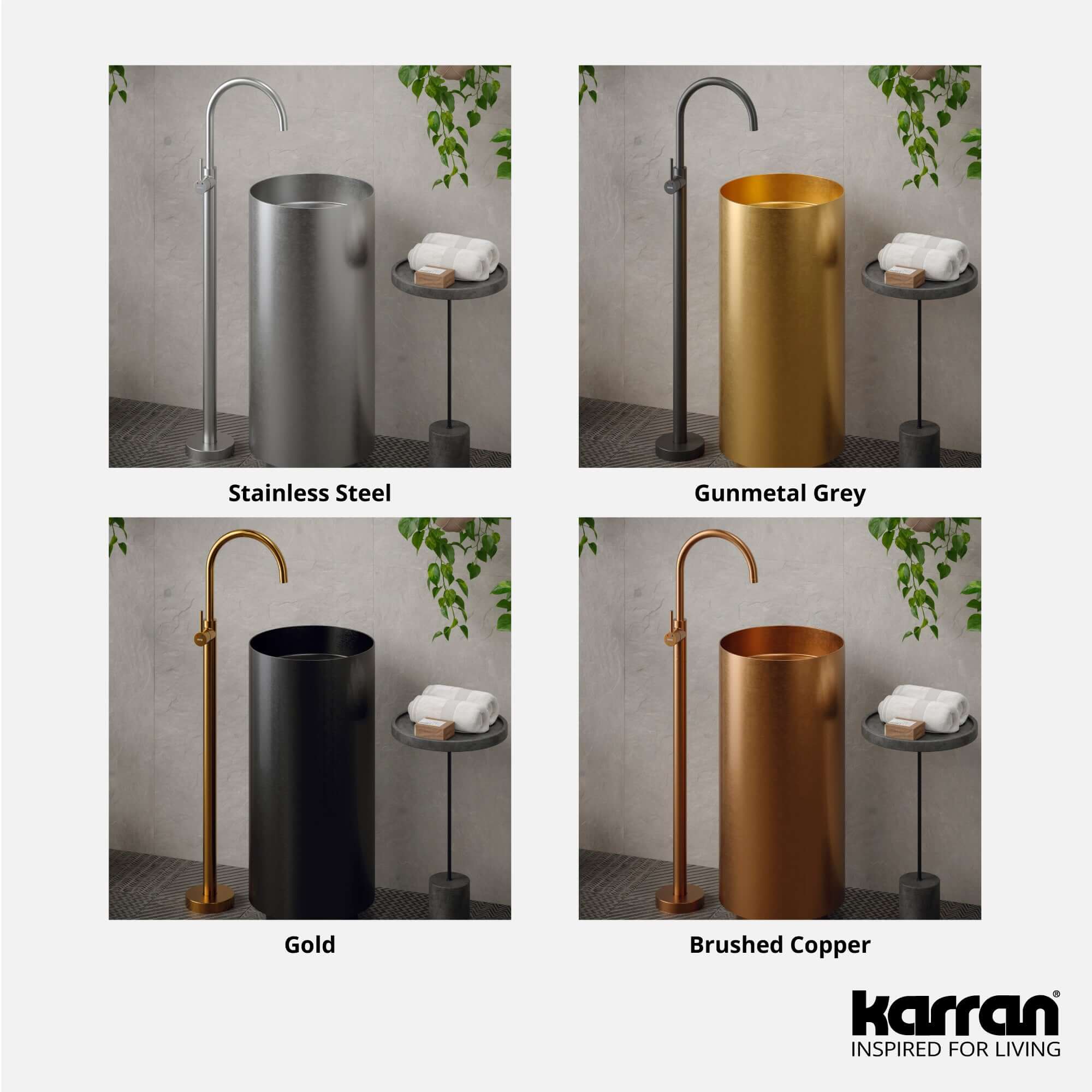 Alternate Image for Karran Howick 1.5 GPM Single Lever Handle Lead-free Brass Bathroom Faucet, Freestanding Floor Mounted, Stainless Steel, KBF650SS