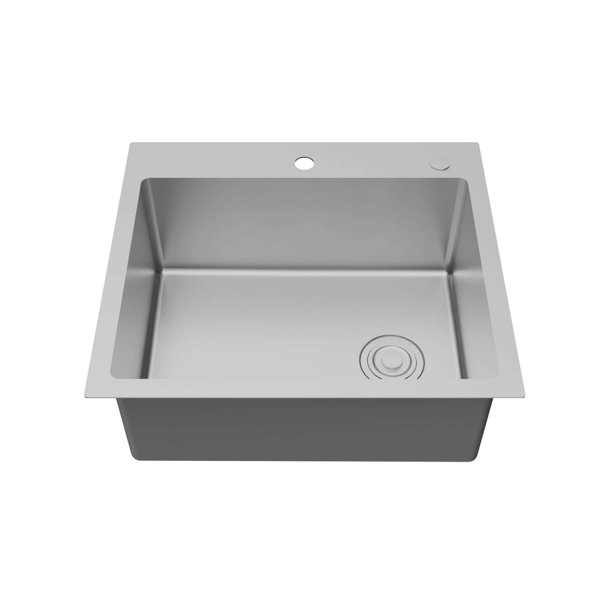 Alternate Image for Karran Fusion 25" Drop In/Topmount Stainless Steel ADA Kitchen Sink with Accessories, 16 Gauge, TMSB2531-PK1