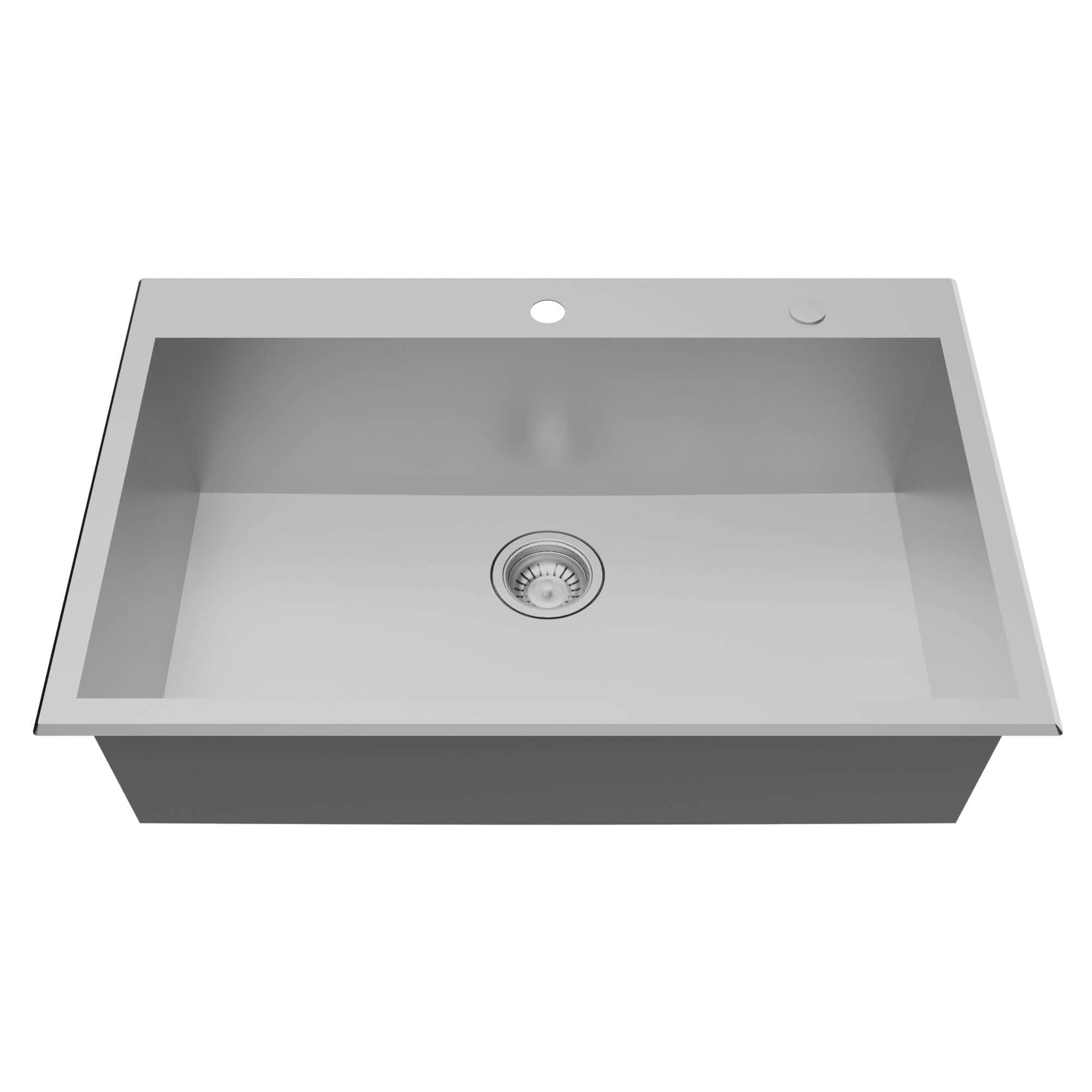 Alternate Image for Karran Fusion 33" Drop In/Topmount Stainless Steel ADA Kitchen Sink with Accessories, 18 Gauge, TMSB3320-PK1