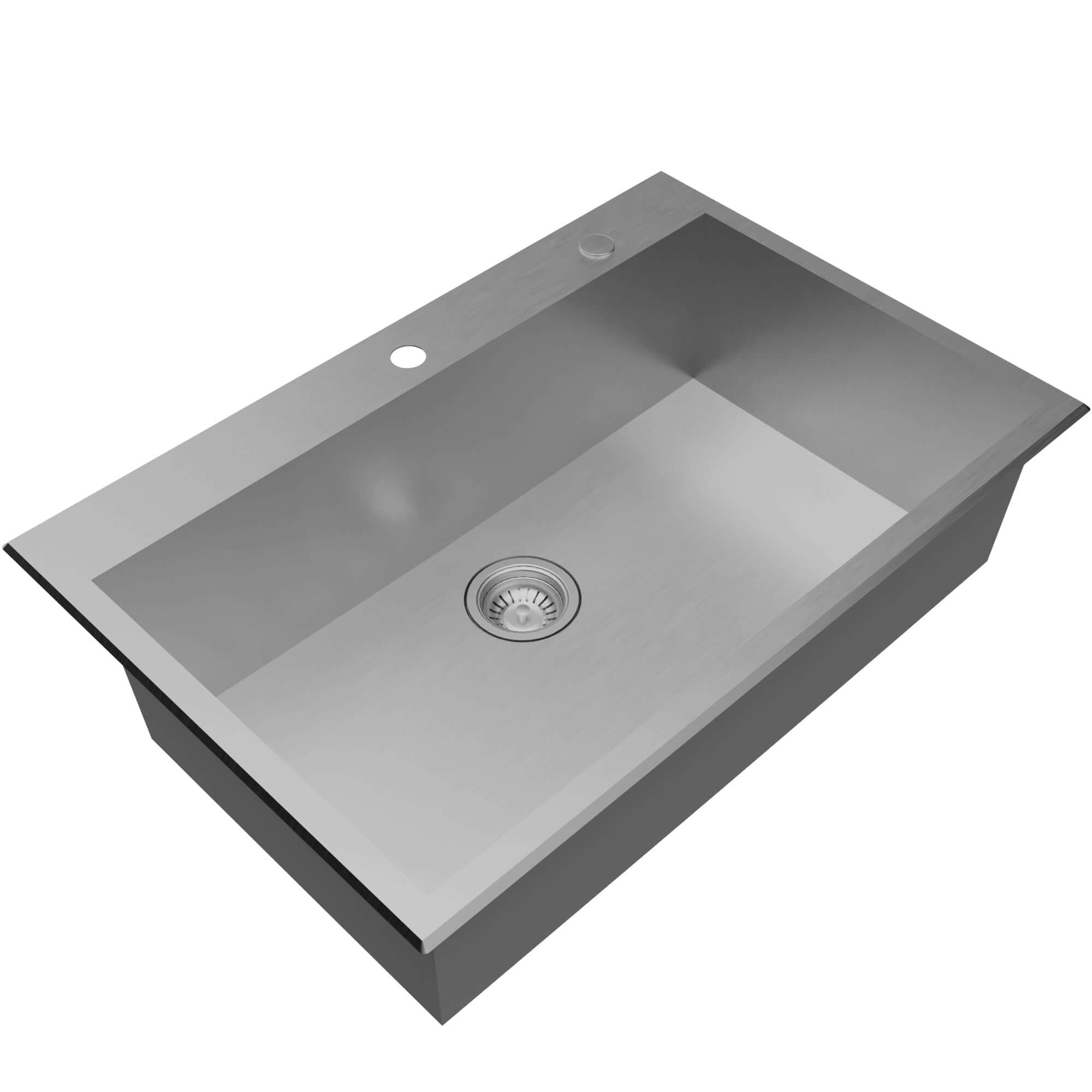 Alternate Image for Karran Fusion 33" Drop In/Topmount Stainless Steel ADA Kitchen Sink with Accessories, 18 Gauge, TMSB3320-PK1