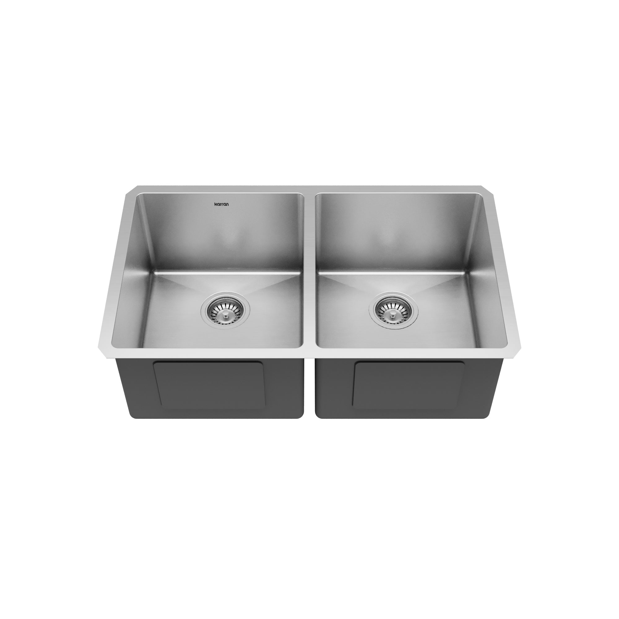 Alternative View of Karran 32" Undermount Stainless Steel Kitchen Sink, 50/50 Double Bowl, 16 Gauge, EL-76-PK1
