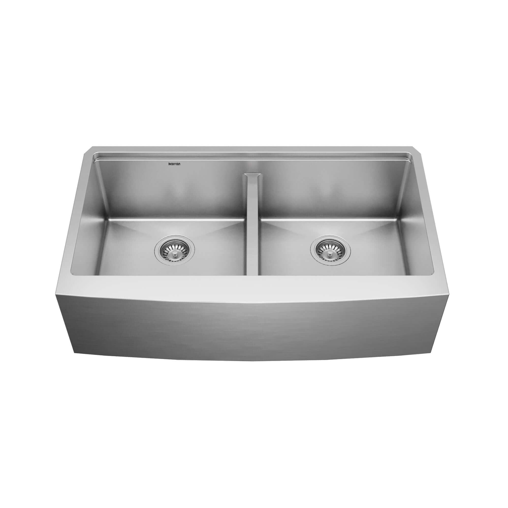 Alternative View of Karran Elite Workstation 36" Stainless Steel Workstation Farmhouse Sink with Accessories, 50/50 Double Bowl, 16 Gauge, WSA-48-PK1