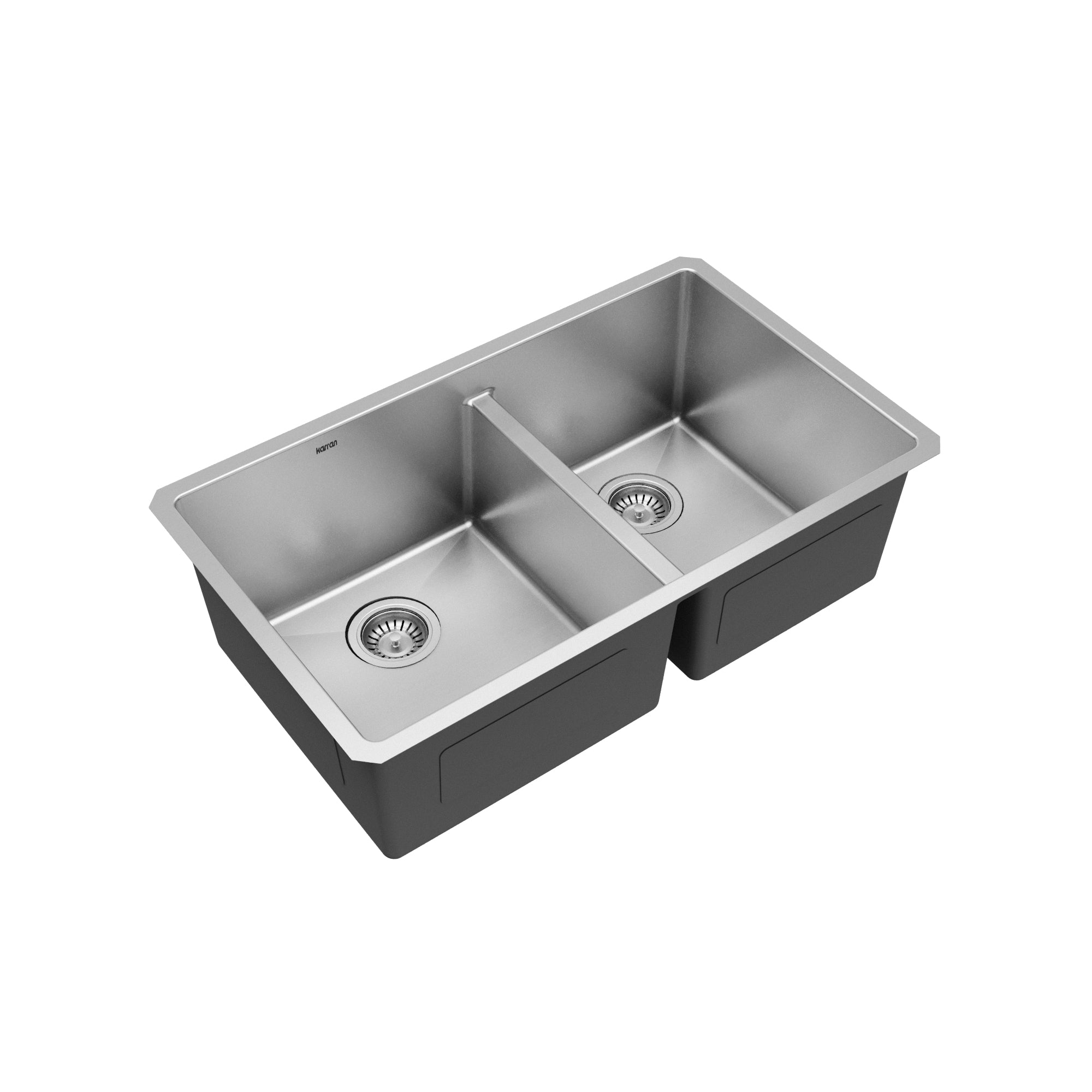 Alternative View of Karran 32" Undermount Stainless Steel Kitchen Sink with Accessories, 60/40 Double Bowl, 16 Gauge, EL-77-PK1