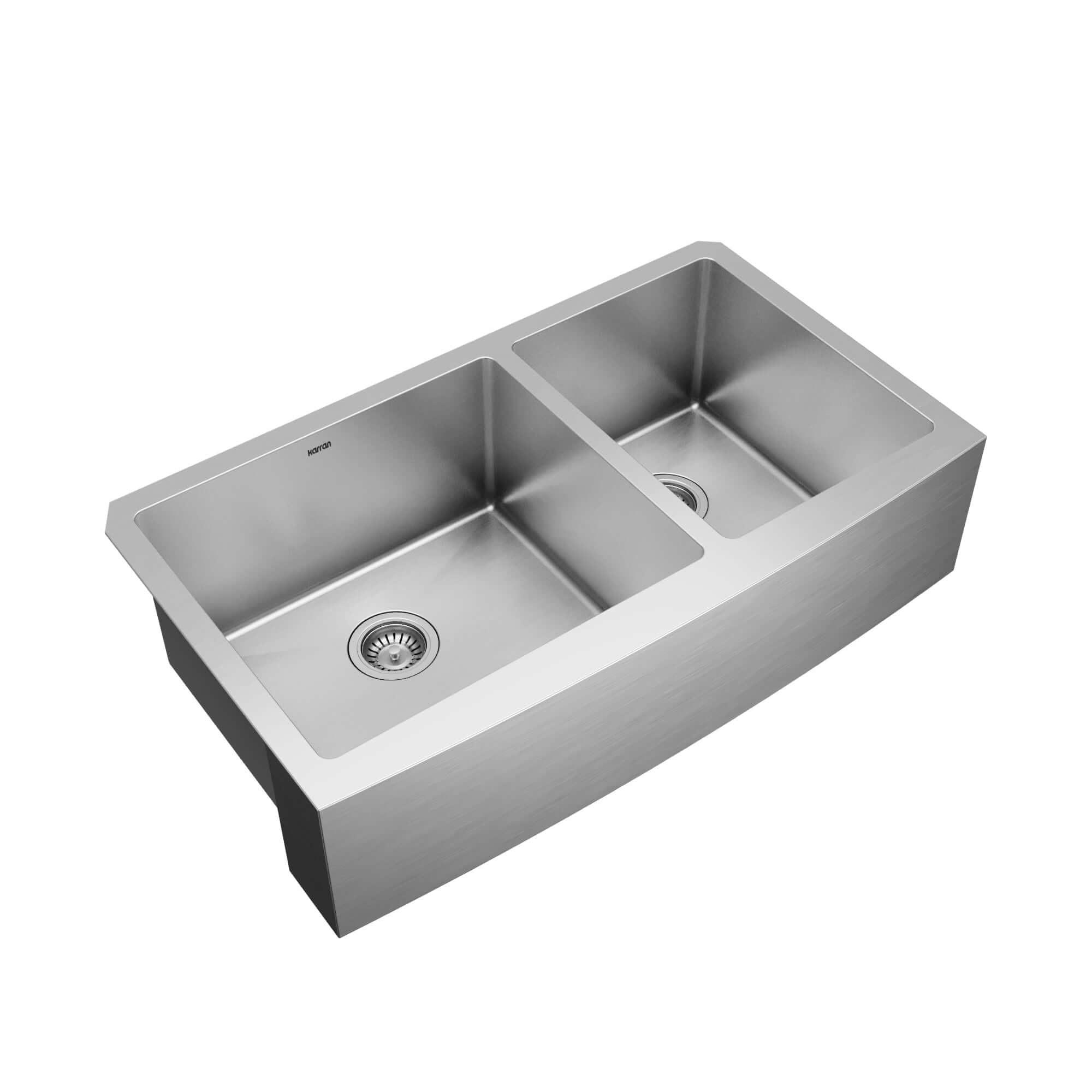 Alternative View of Karran 36" Stainless Steel Farmhouse Sink with Accessories, 60/40 Double Bowl, 16 Gauge, EL-87-PK1