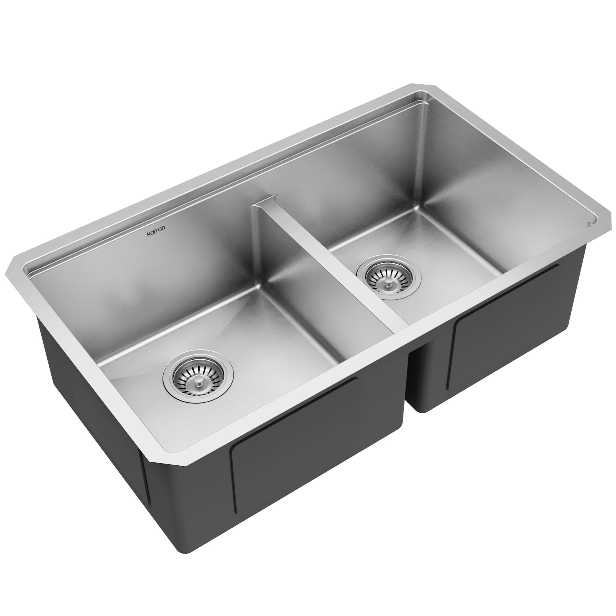 Karran elite workstation 32 stainless steel kitchen sink with faucet 60/40 double bowl product image