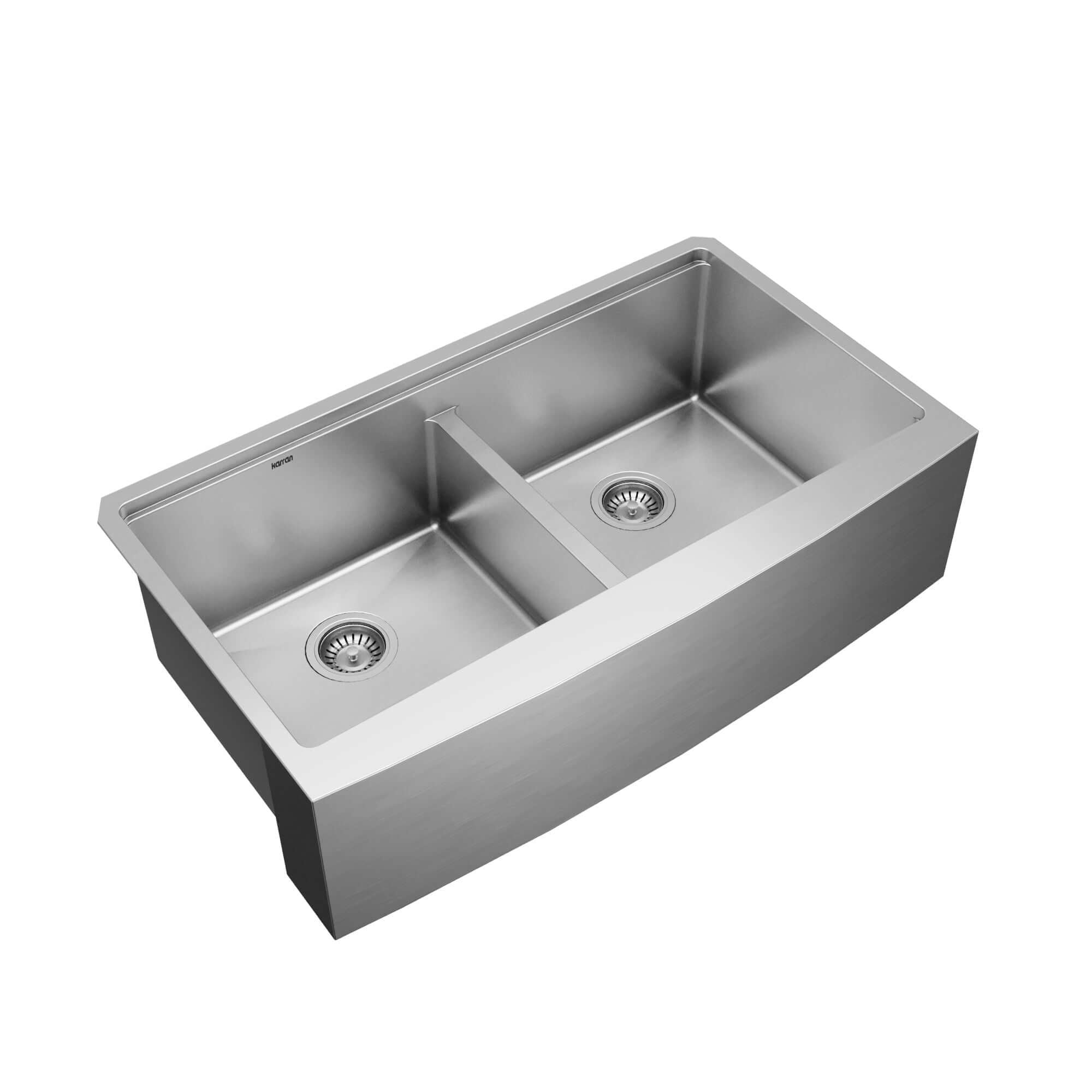 Alternative View of Karran Elite Workstation 36" Stainless Steel Workstation Farmhouse Sink with Accessories, 50/50 Double Bowl, 16 Gauge, WSA-48-PK1