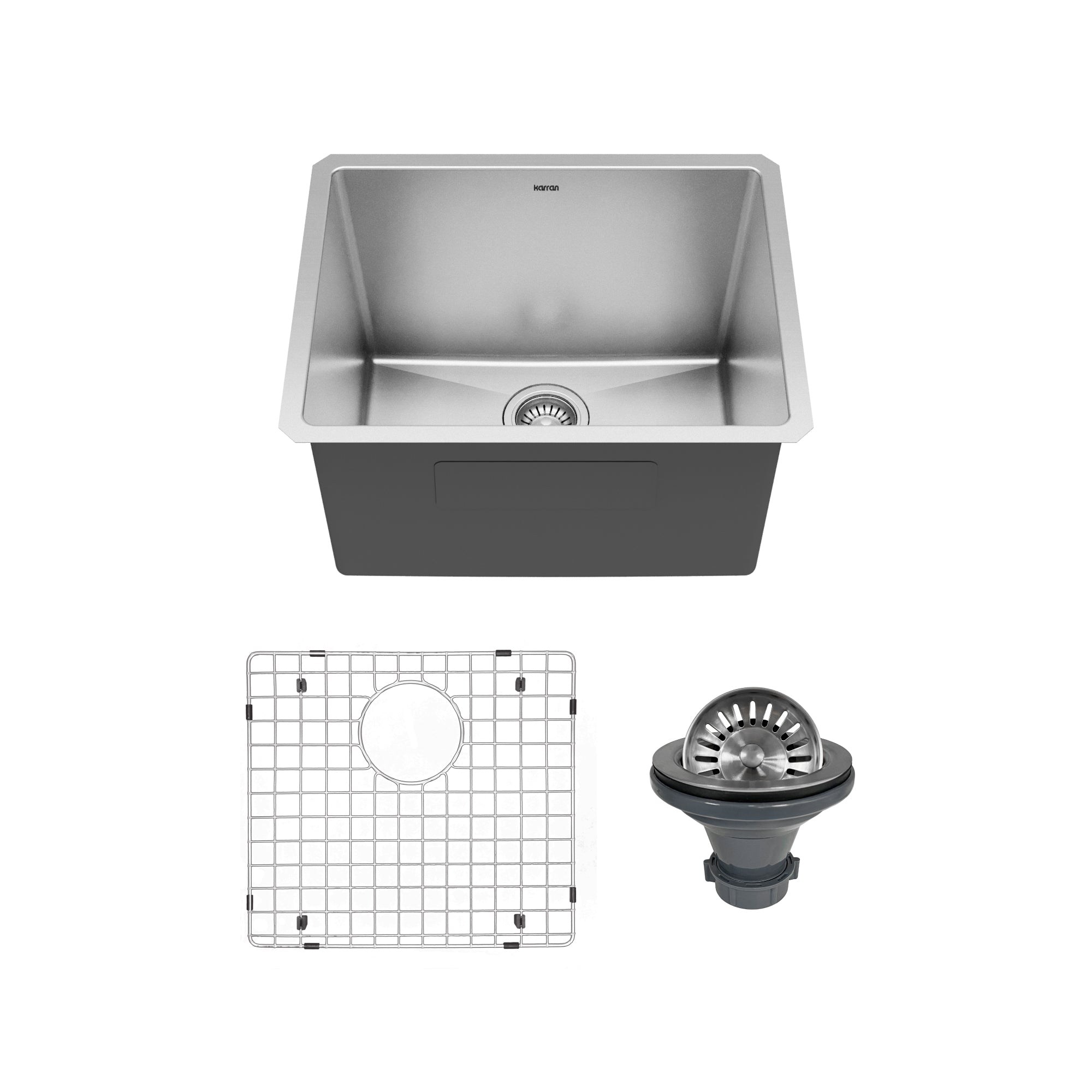 Main Image of Karran Elite 23" Undermount Stainless Steel Kitchen Sink with Accessories, 16 Gauge, EL-74-PK1