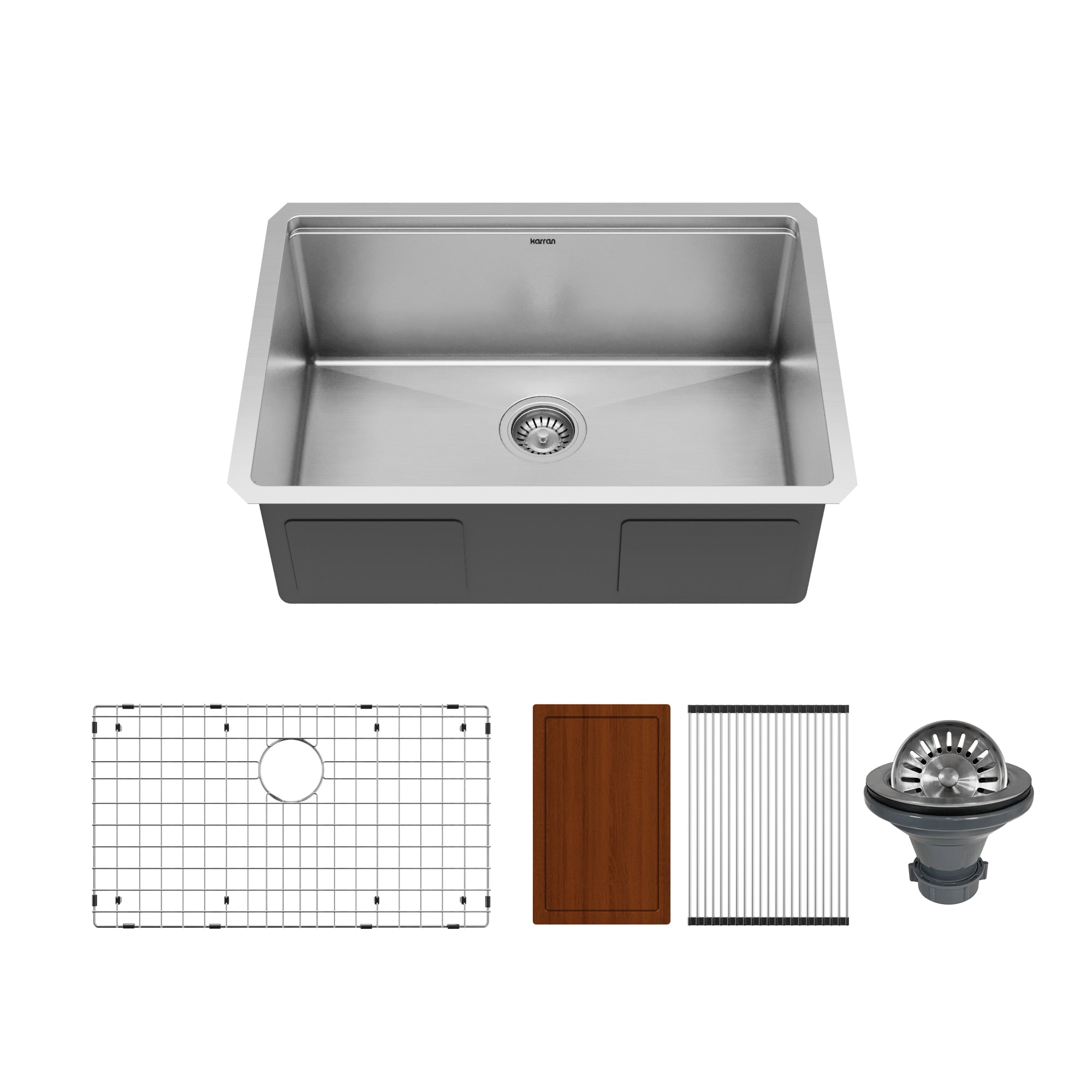 Main Image of Karran Elite Workstation 27" Undermount Stainless Steel Workstation Kitchen Sink with Accessories, 16 Gauge, WS-34-PK1