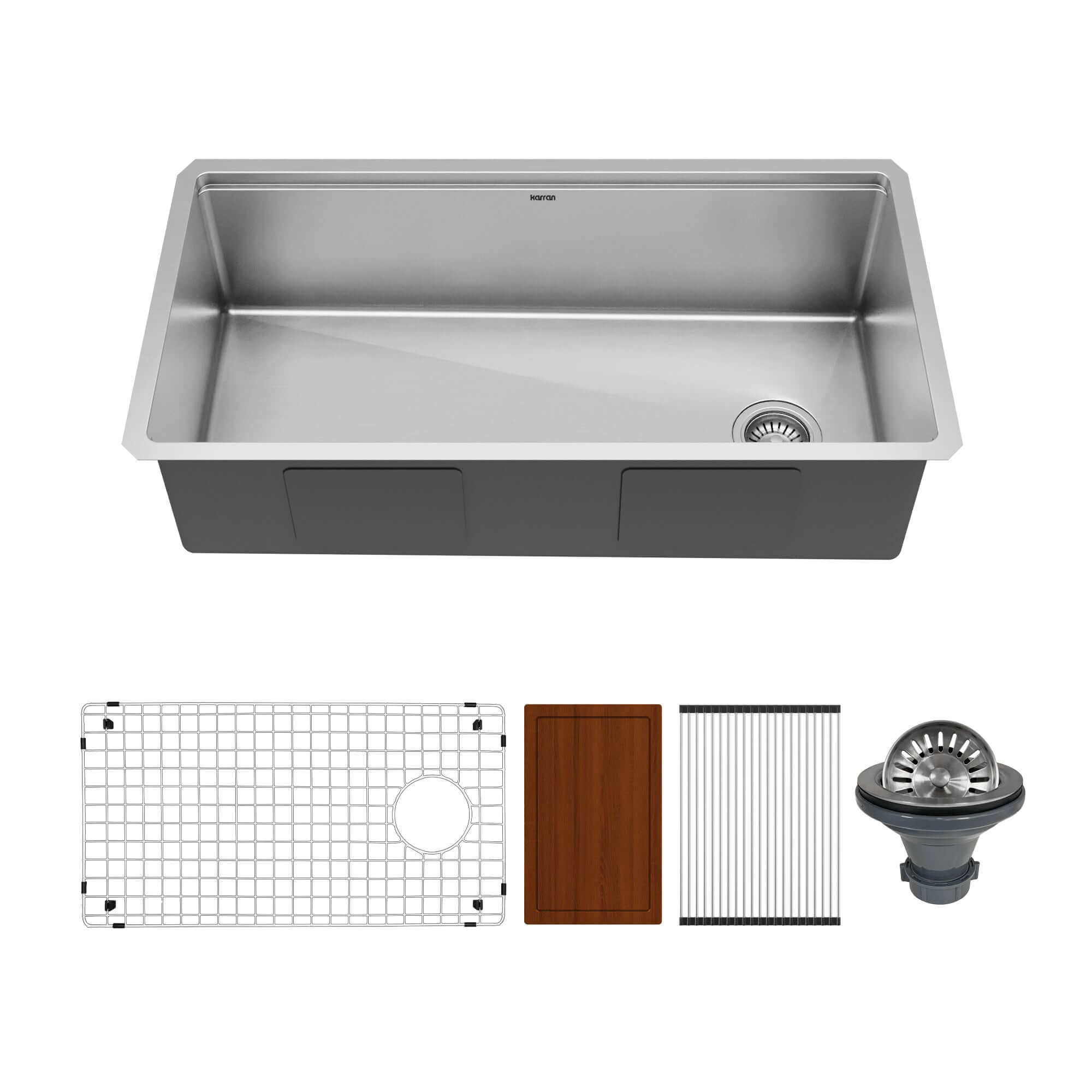 Main Image of Karran Elite Workstation 36" Undermount Stainless Steel Workstation Kitchen Sink with Accessories, 16 Gauge, WS-38-PK1