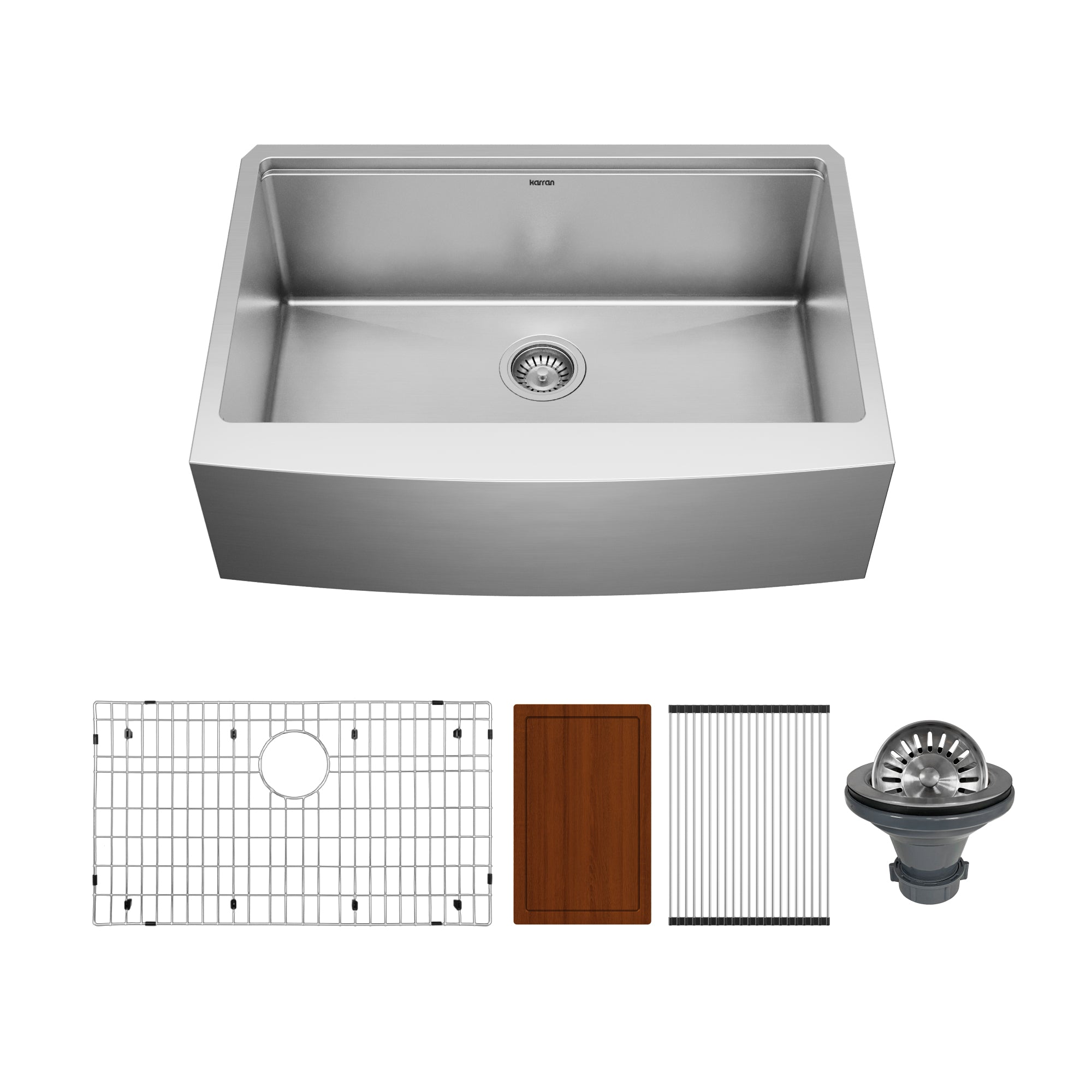Main Image of Karran Elite Workstation 30" Stainless Steel Workstation Farmhouse Sink with Accessories, 16 Gauge, WSA-42-PK1