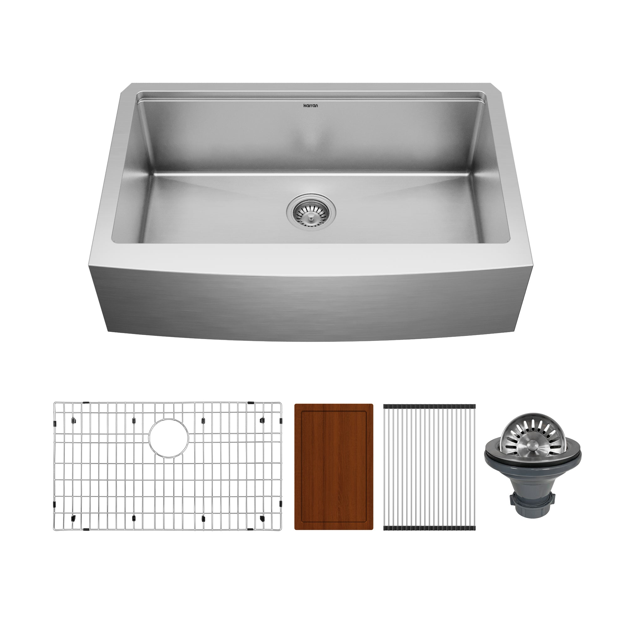 Main Image of Karran Elite Workstation 33" Stainless Steel Workstation Farmhouse Sink with Accessories, 16 Gauge, WSA-45-PK1