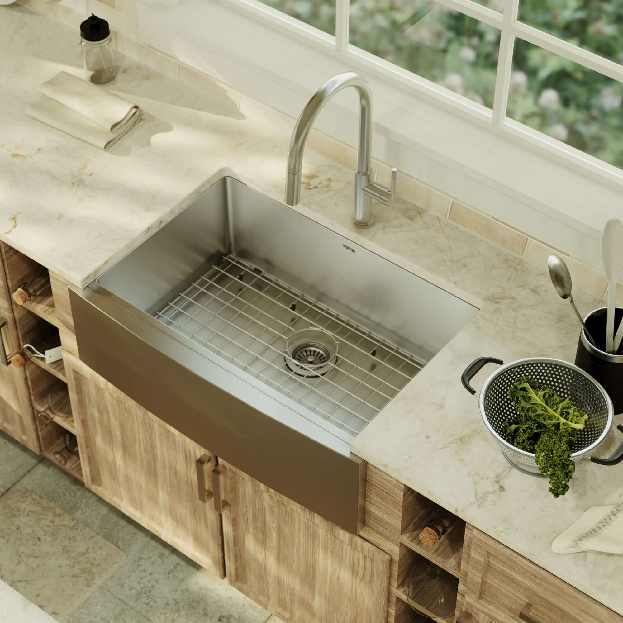 Alternative View of Karran 30" Stainless Steel Farmhouse Sink, 16 Gauge, EL-82-PK1