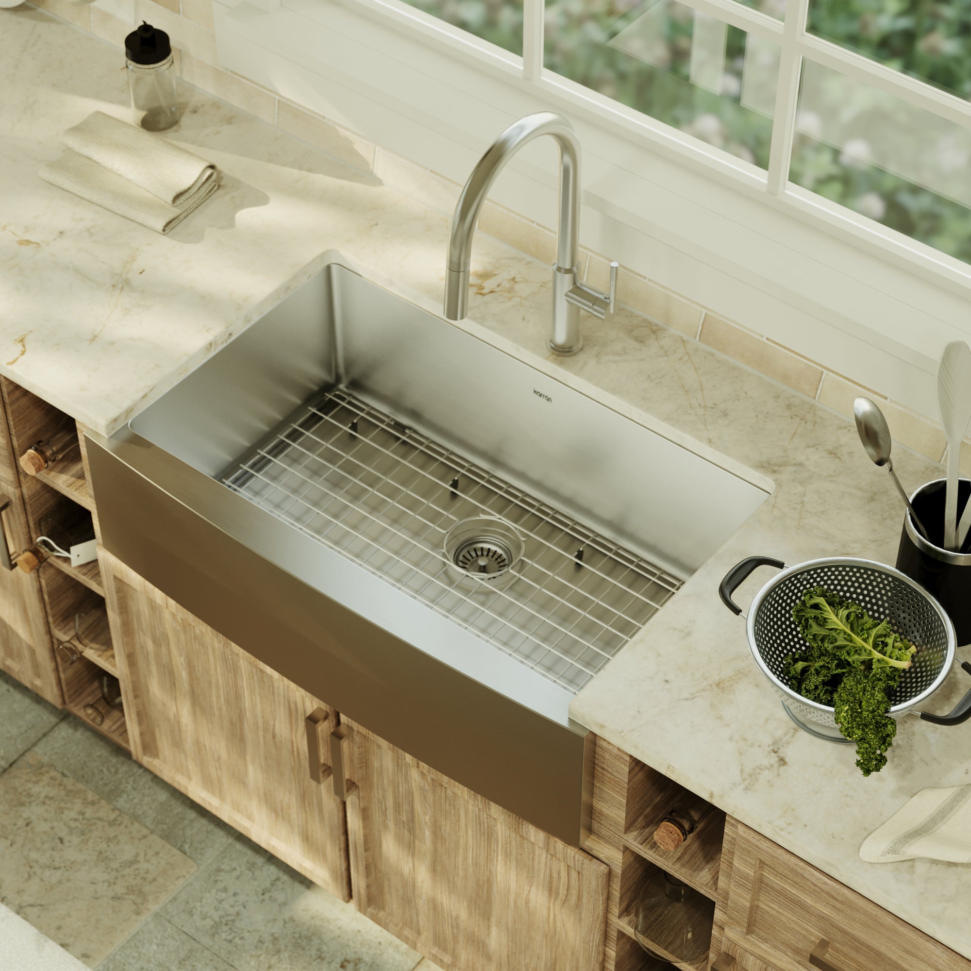 Alternative View of Karran 33" Stainless Steel Farmhouse Sink, 16 Gauge, EL-84-PK1